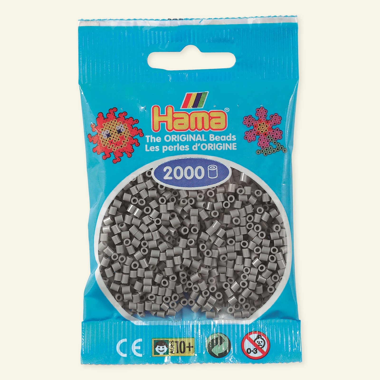 HAMA mini perler 2000stk grå 28417_pack