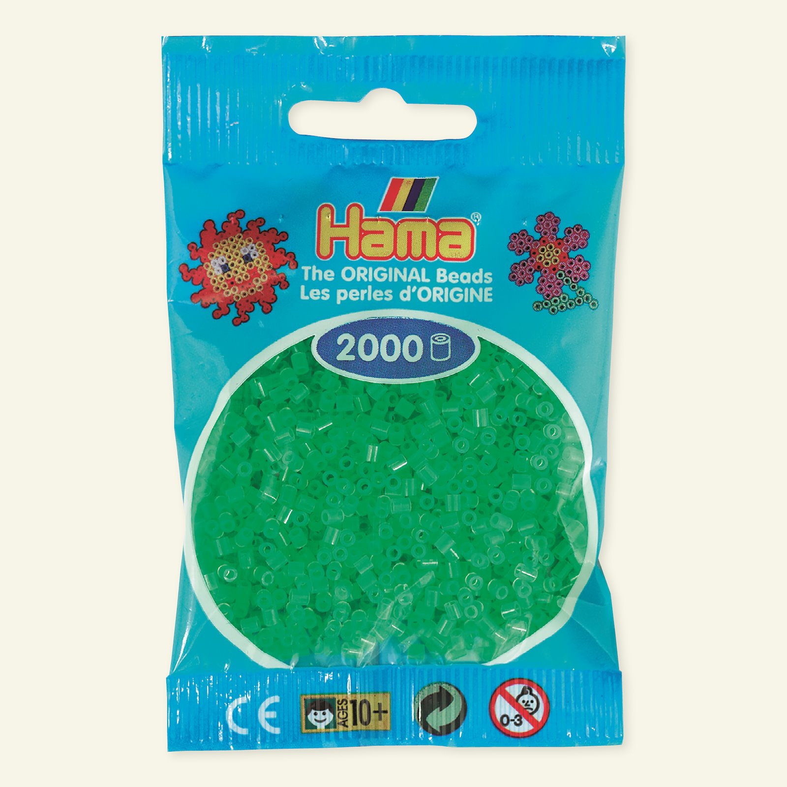 HAMA mini perler 2000stk neon grøn 28435_pack