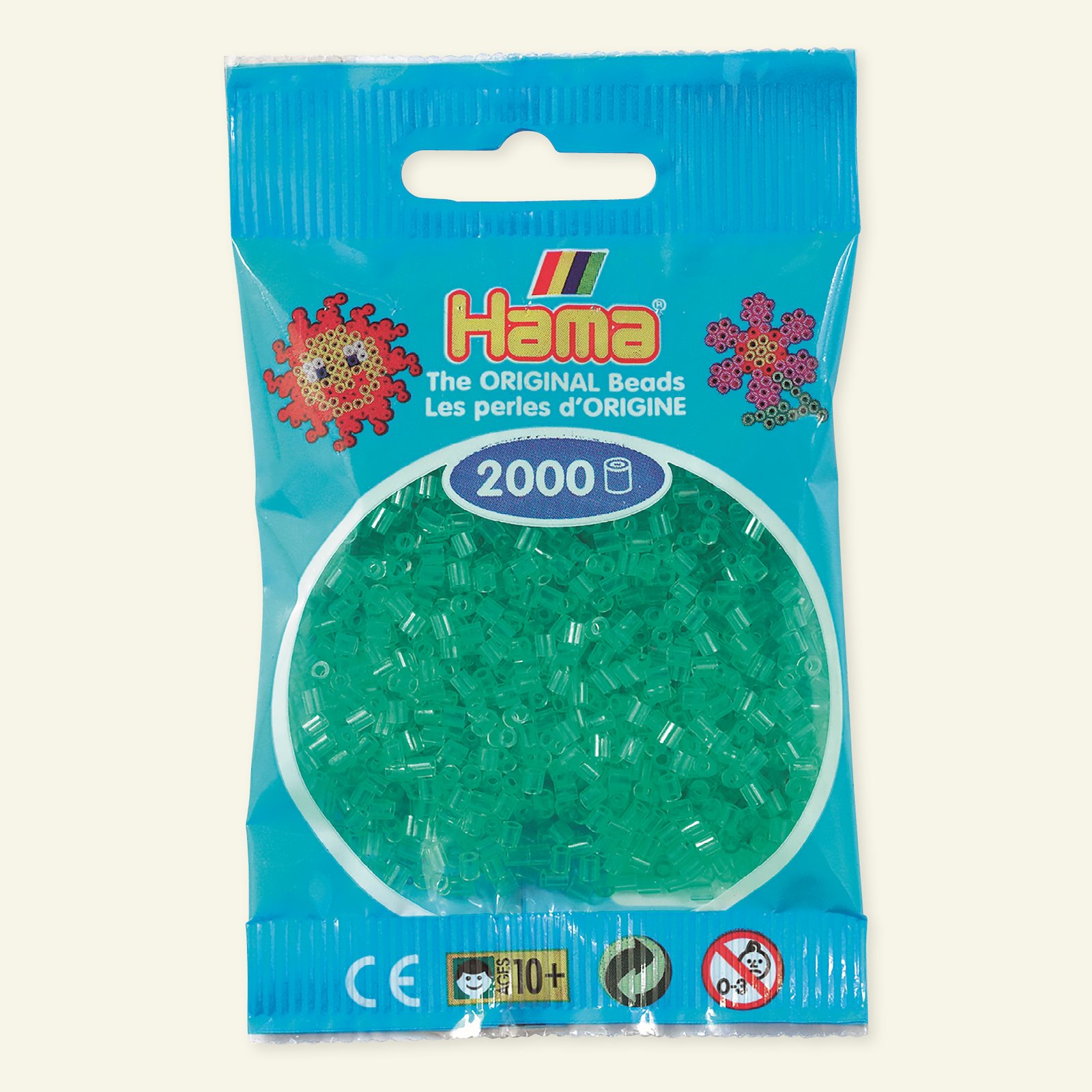 HAMA mini perler 2000stk transp. grøn 28416_pack