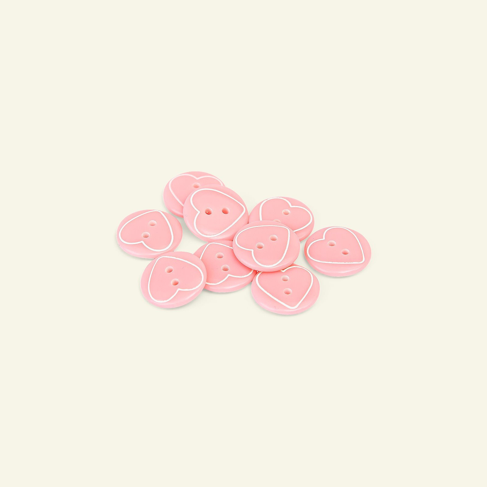 Herzknopf, 2-Loch 15mm Pink, 9 St. 33415_pack