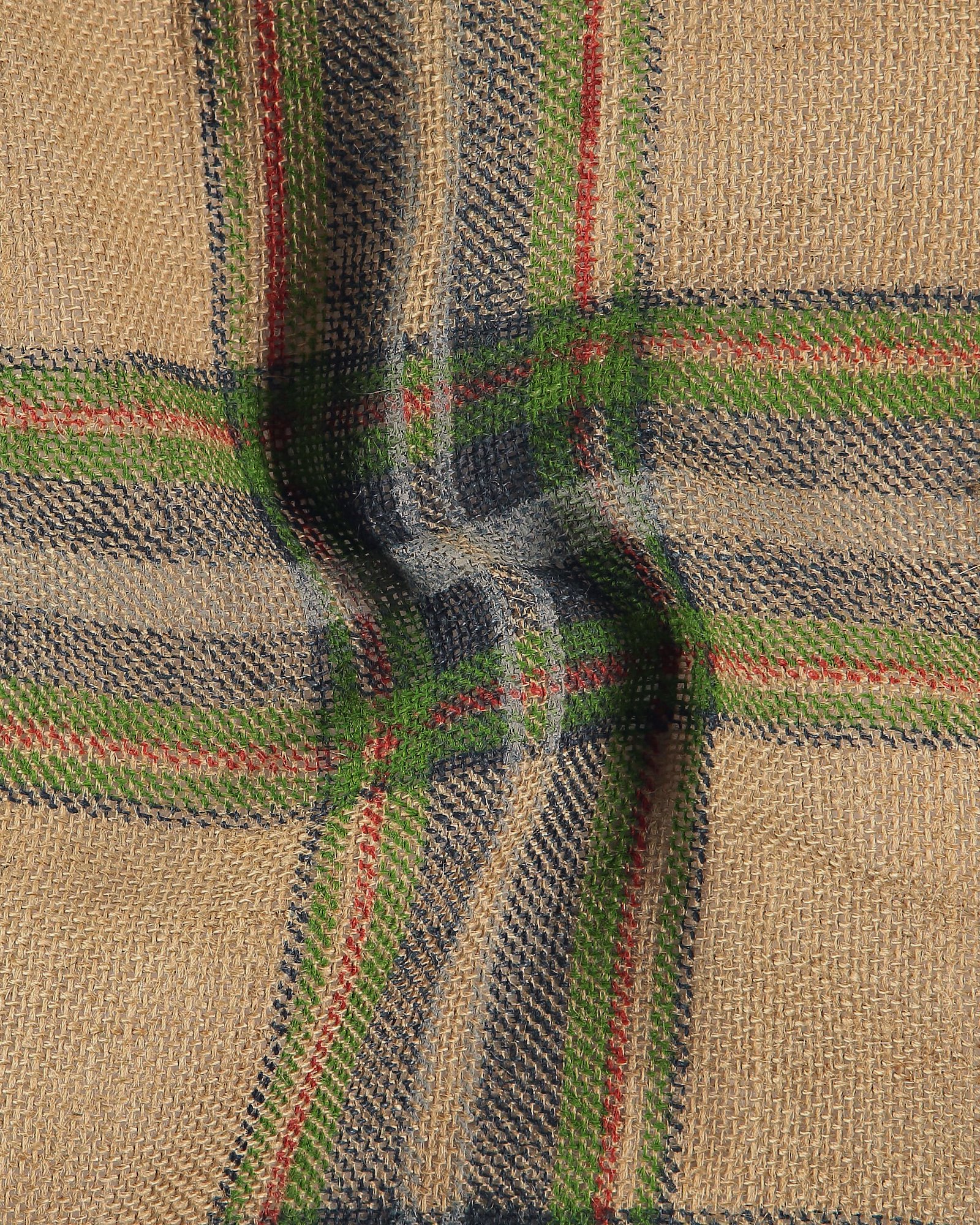 Hessian w green/blue/red printed check 9102_pack