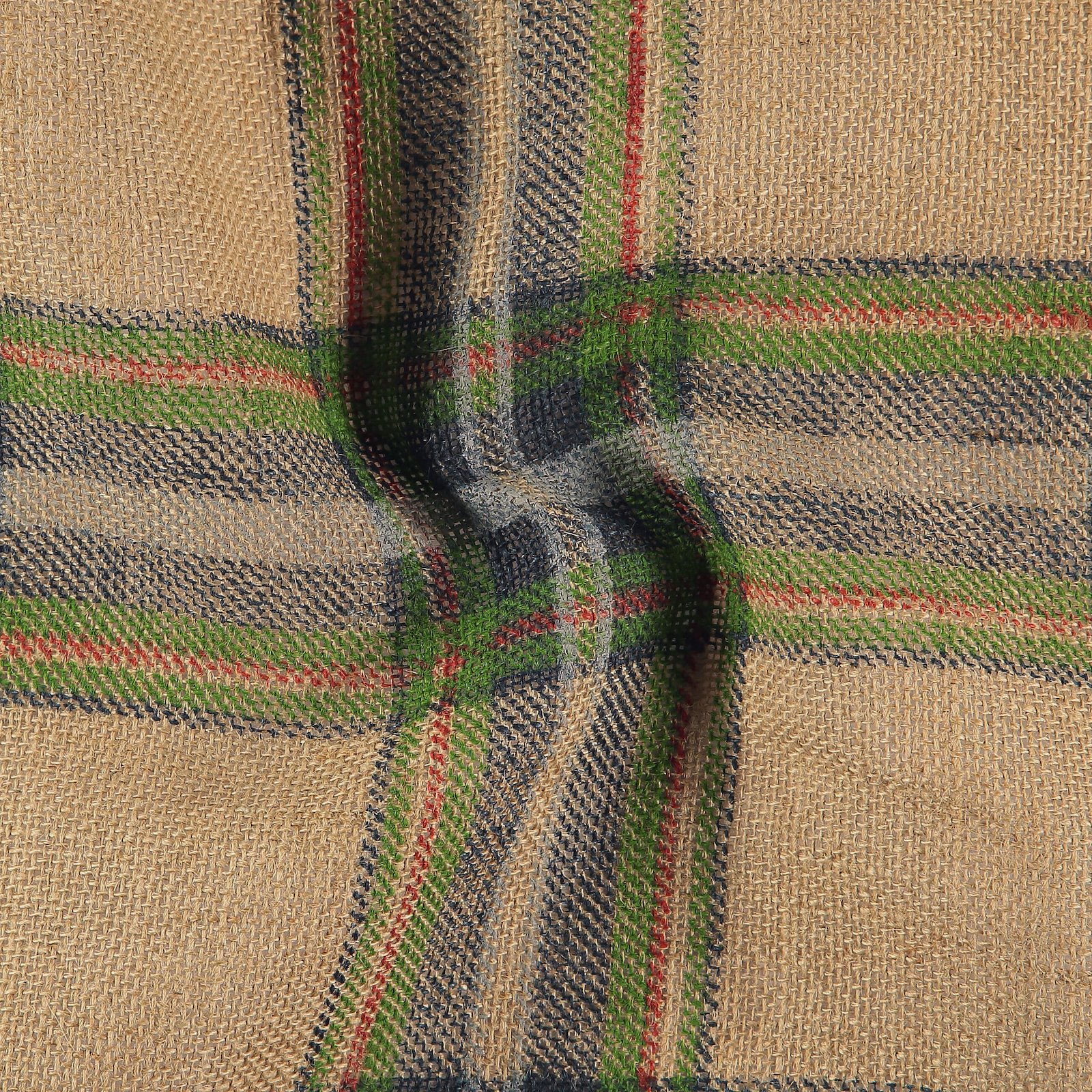Hessian w green/blue/red printed check 9102_pack