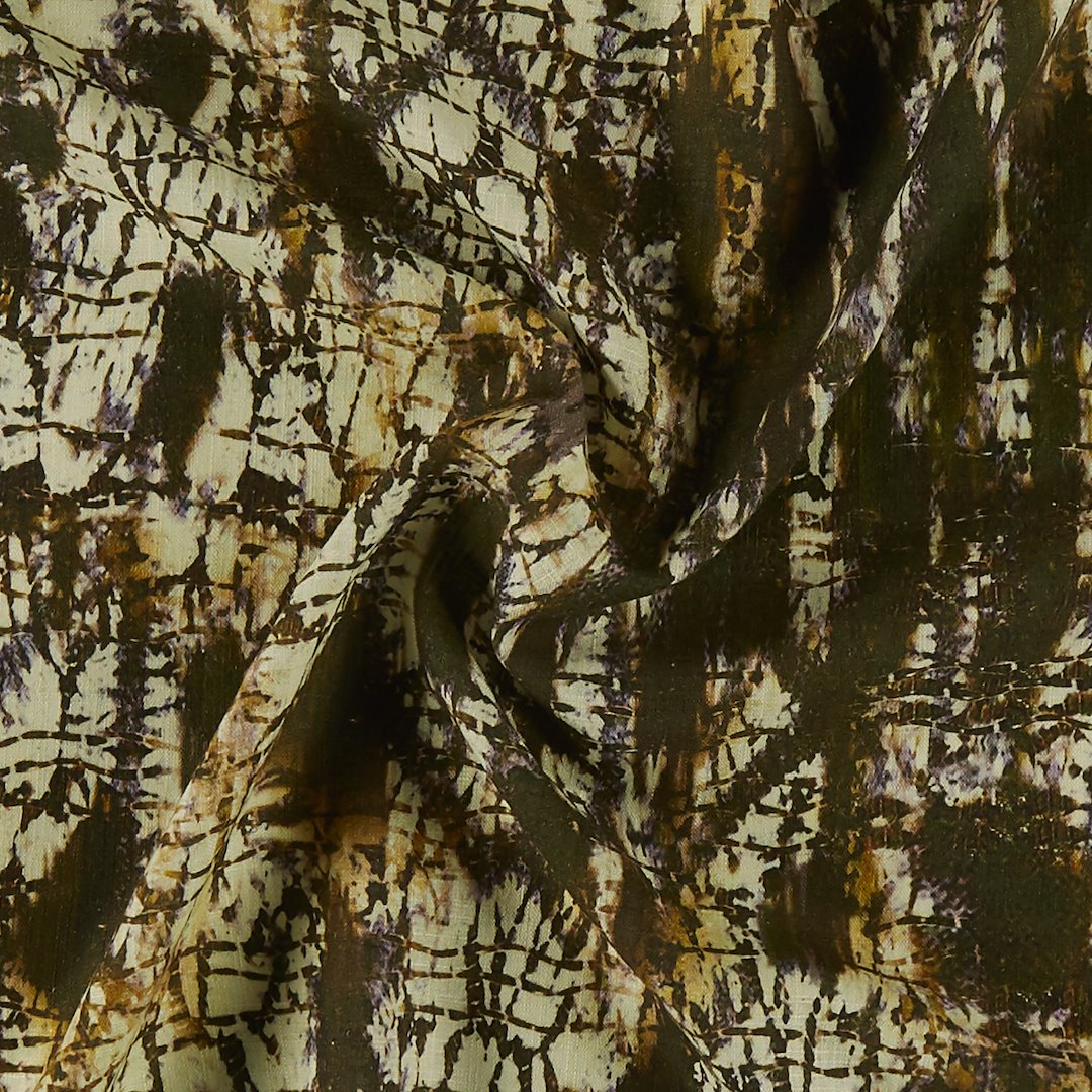 Billede af Hør/viscose med brun abstrakt print