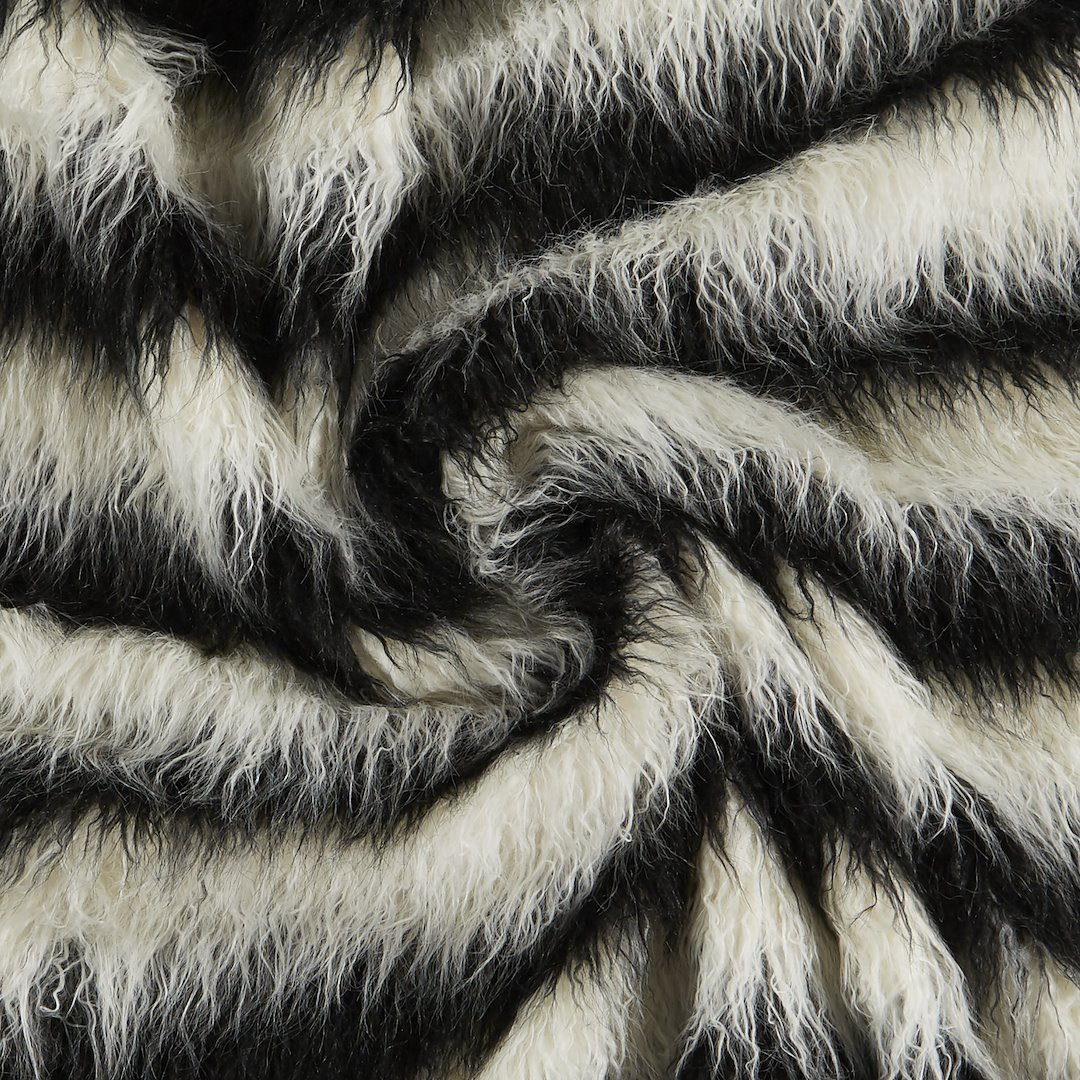 Billede af Imiteret langhåret pels sort/hvid 60mm