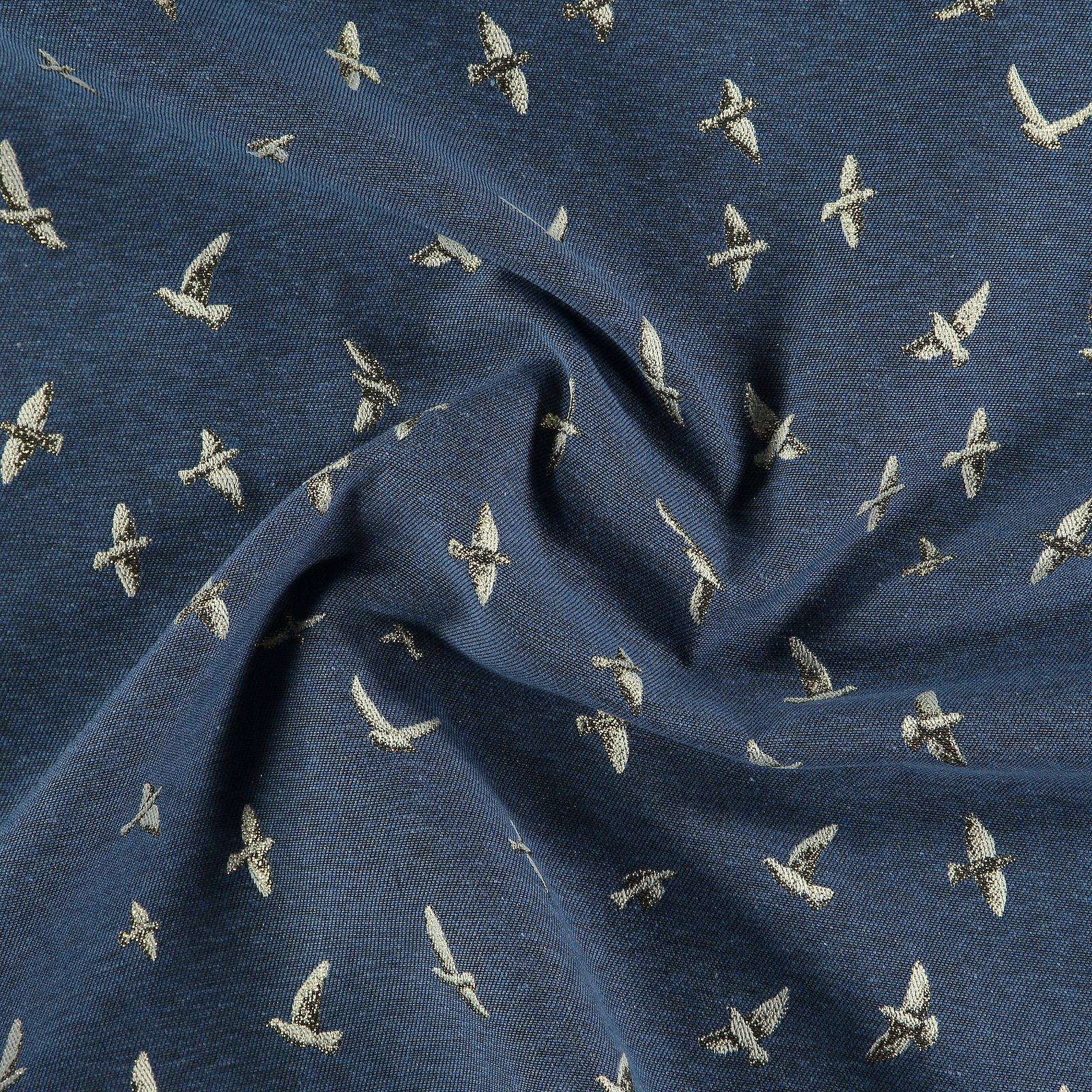 Jacquard blue/gold lurex with birds 803847_pack