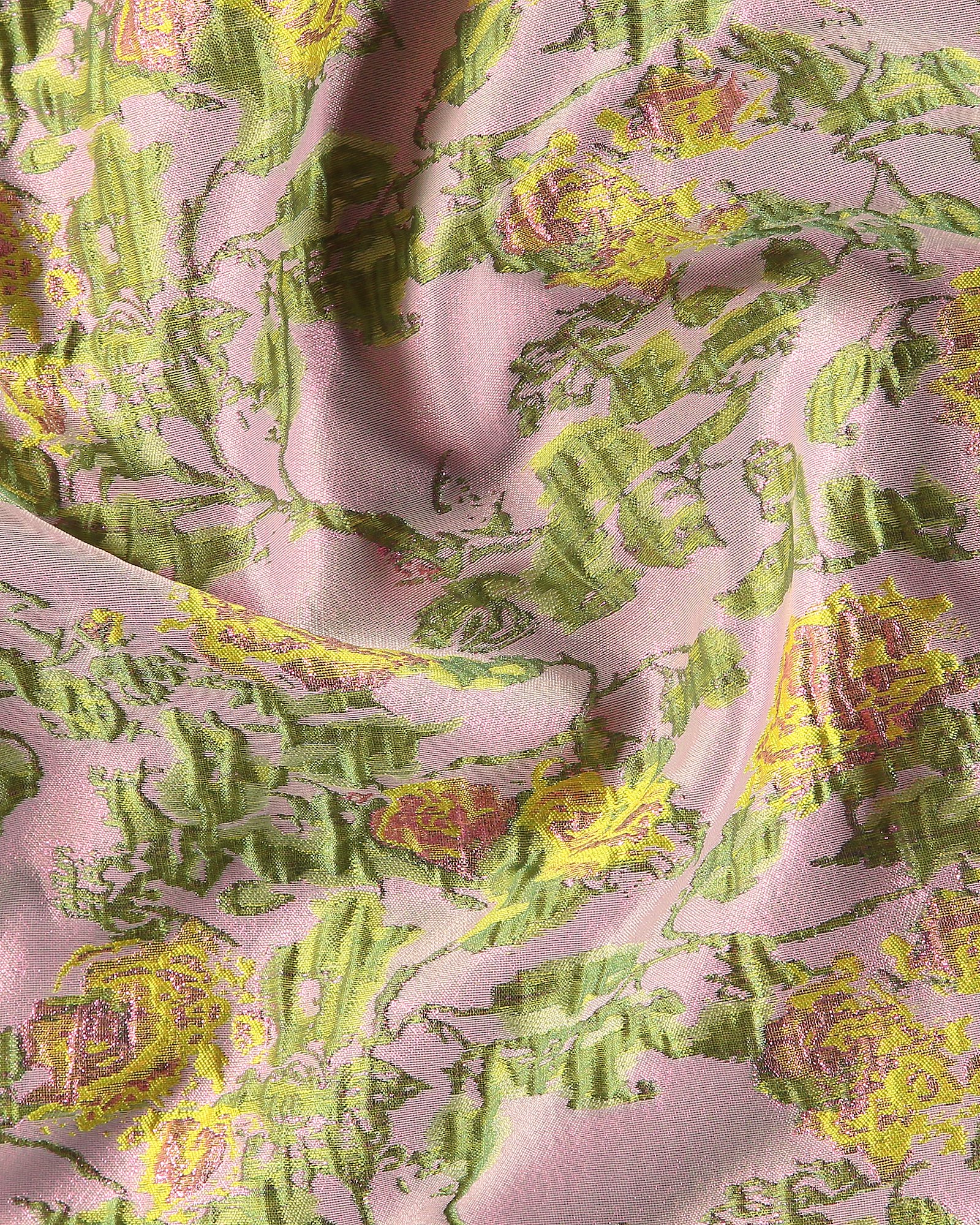Jacquard gewebt, Pink/Grün mit Blumen 400325_pack