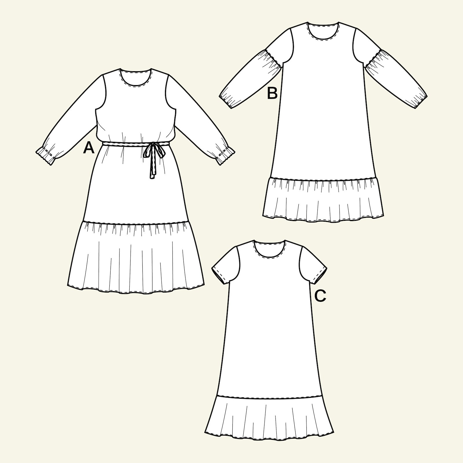 Jerseyklänning med olika ärmar p23164_pack