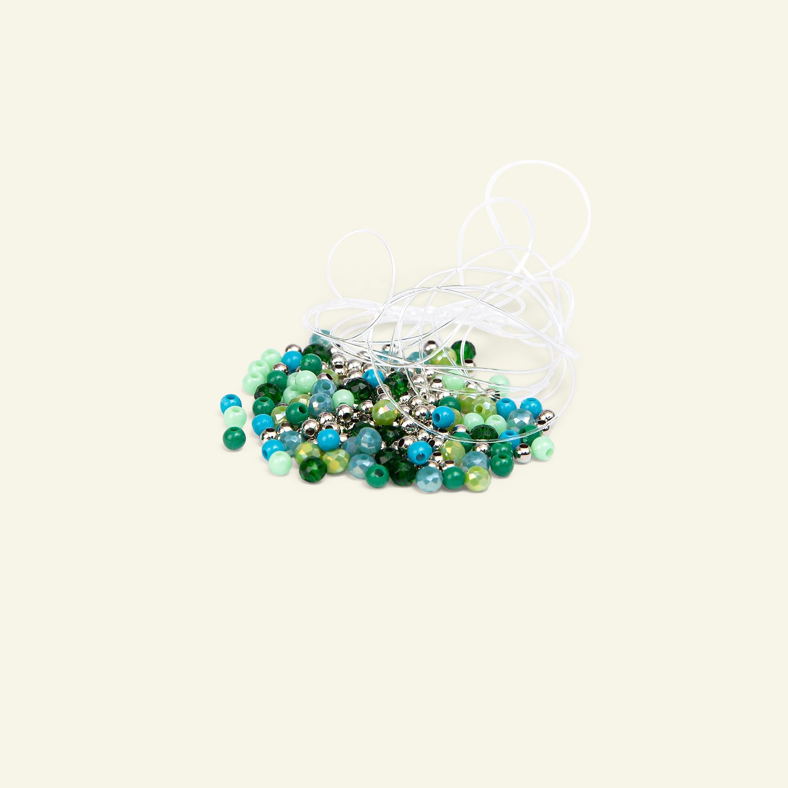 Kit bracelet beads green/silver col. mix 26909_pack_b