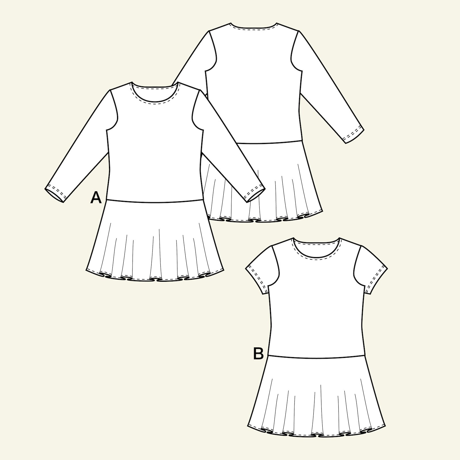 Kjole med rundskåret nederdel, 116 p63058_pack