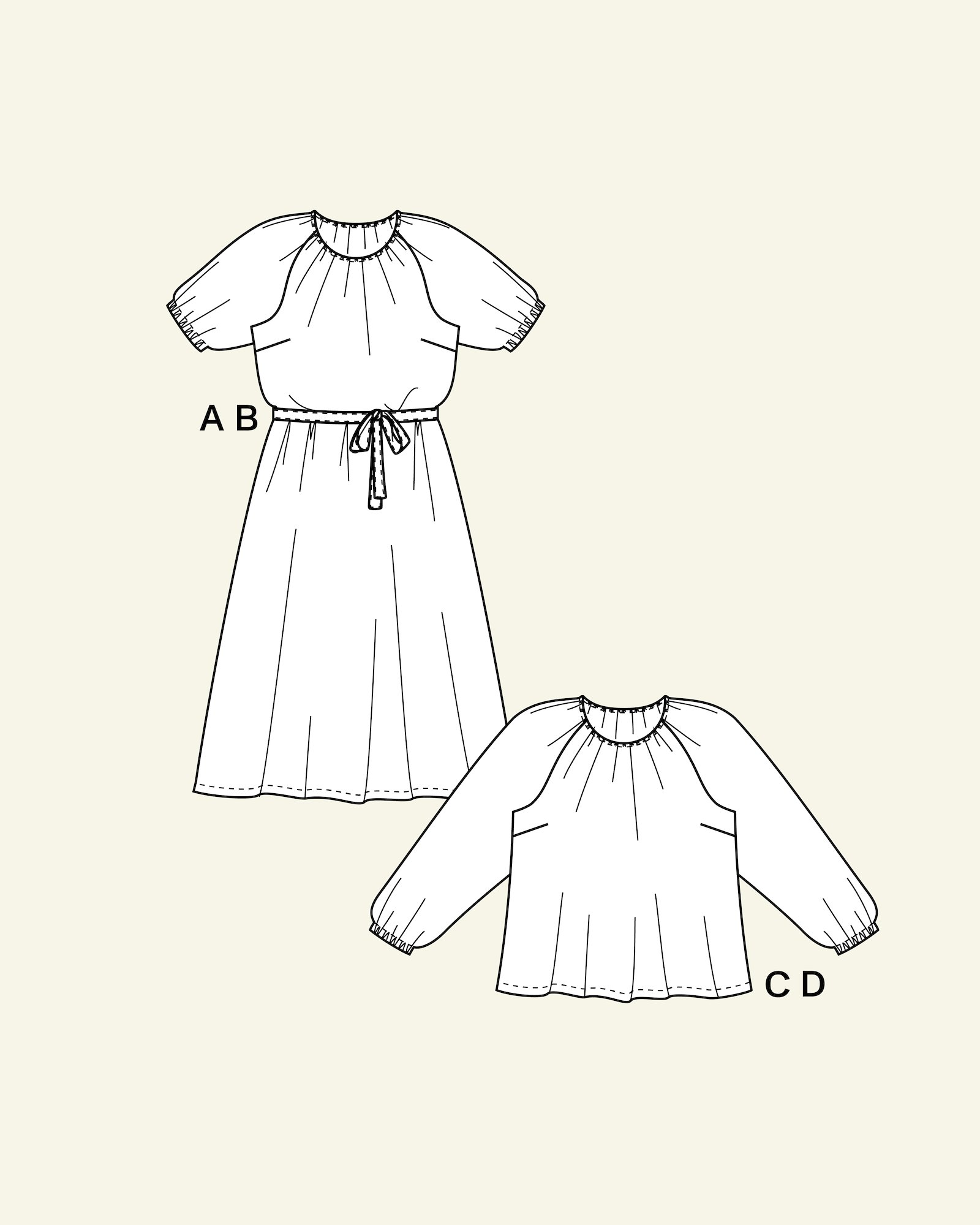 Kleid mit Gürtel und Bluse p23167_pack