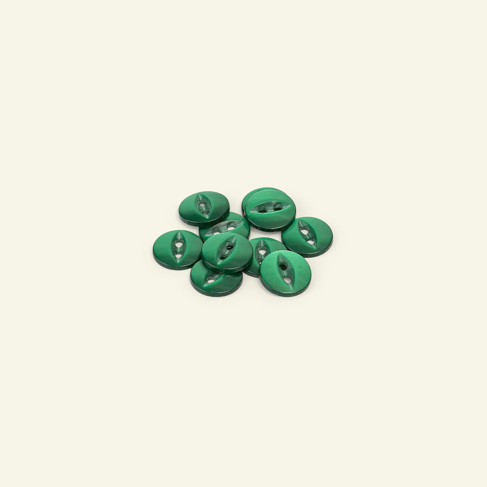 Knap 2-huls 12mm smaragd 10stk 33215_pack