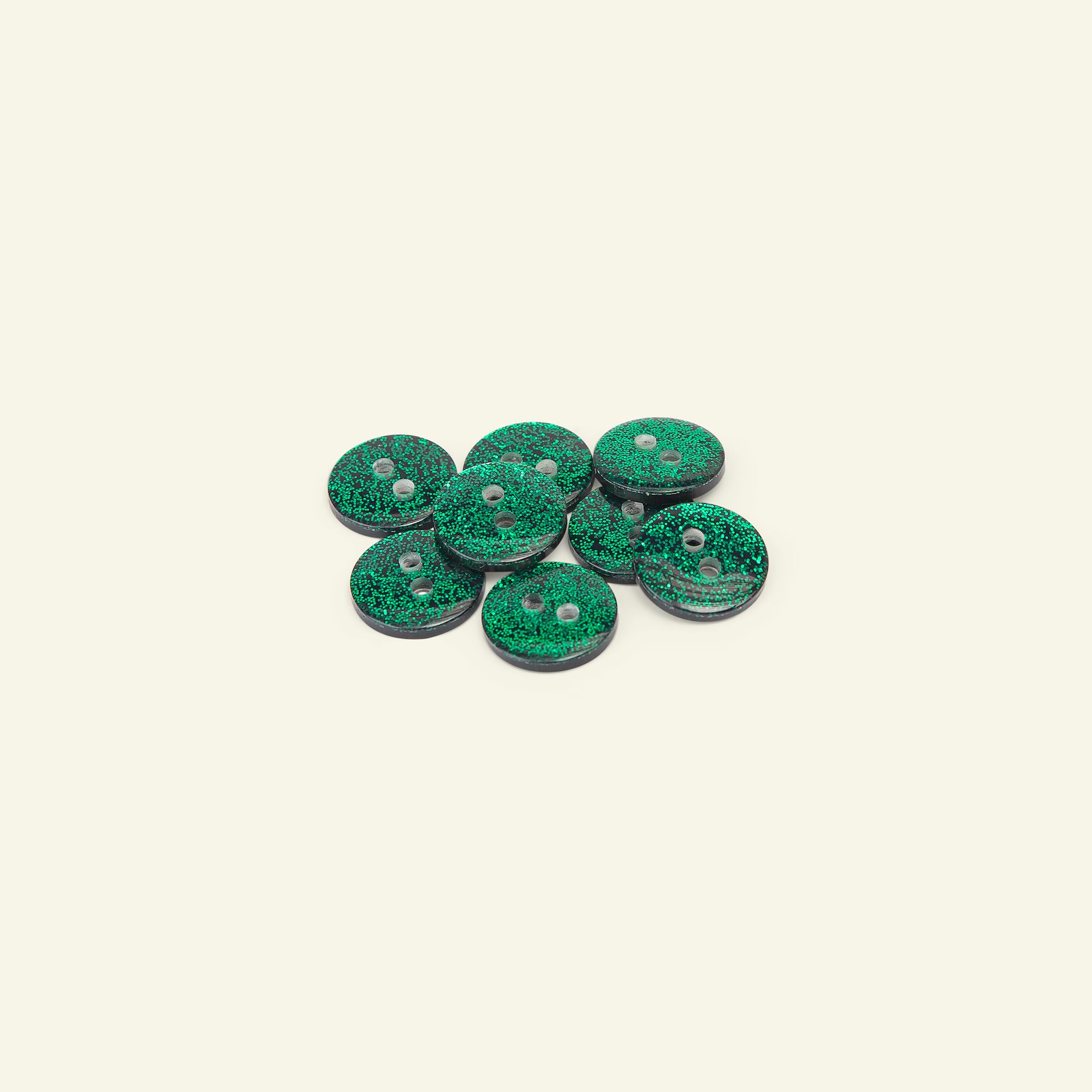 Knap 2-huls glimmer 14mm grøn 8stk 33257_pack