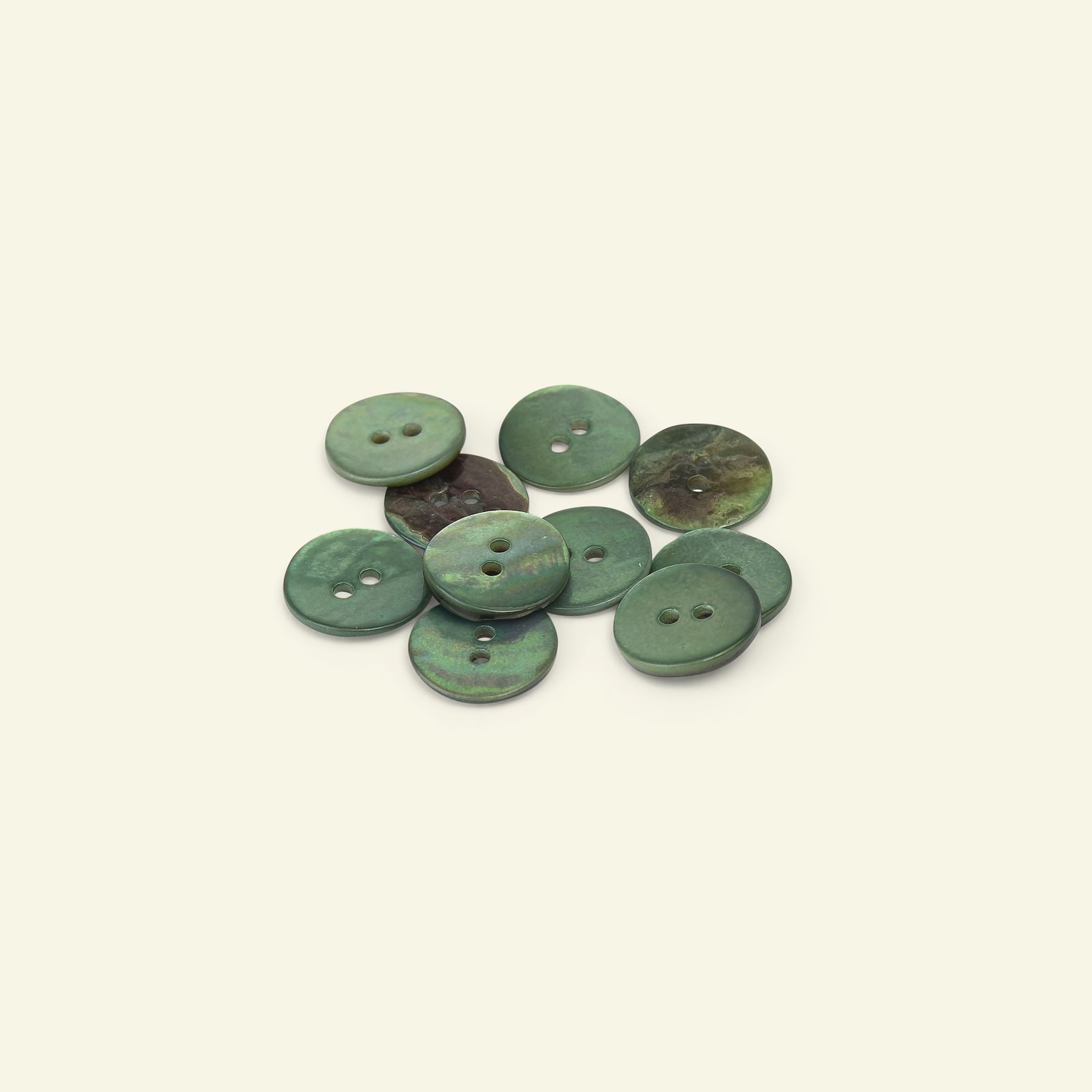 Knap 2-huls perlemor 15mm grøn 10st 33539_pack