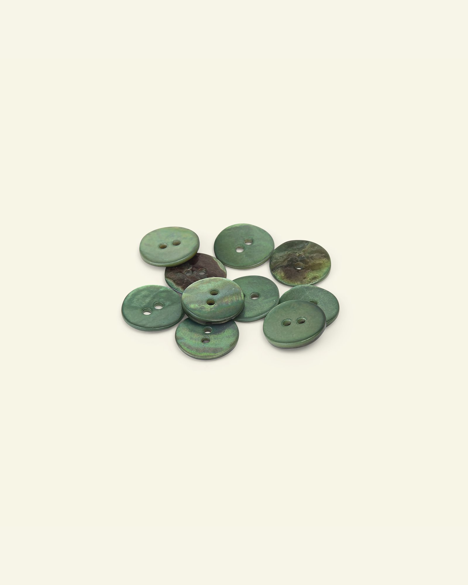 Knap 2-huls perlemor 15mm grøn 10st 33539_pack