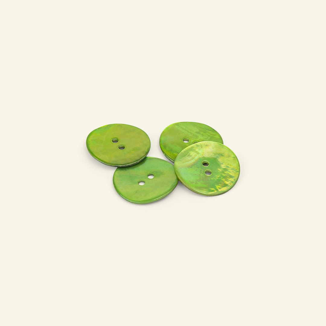 Se Knap 2-huls perlemor 23mm lime grøn 4stk hos Selfmade