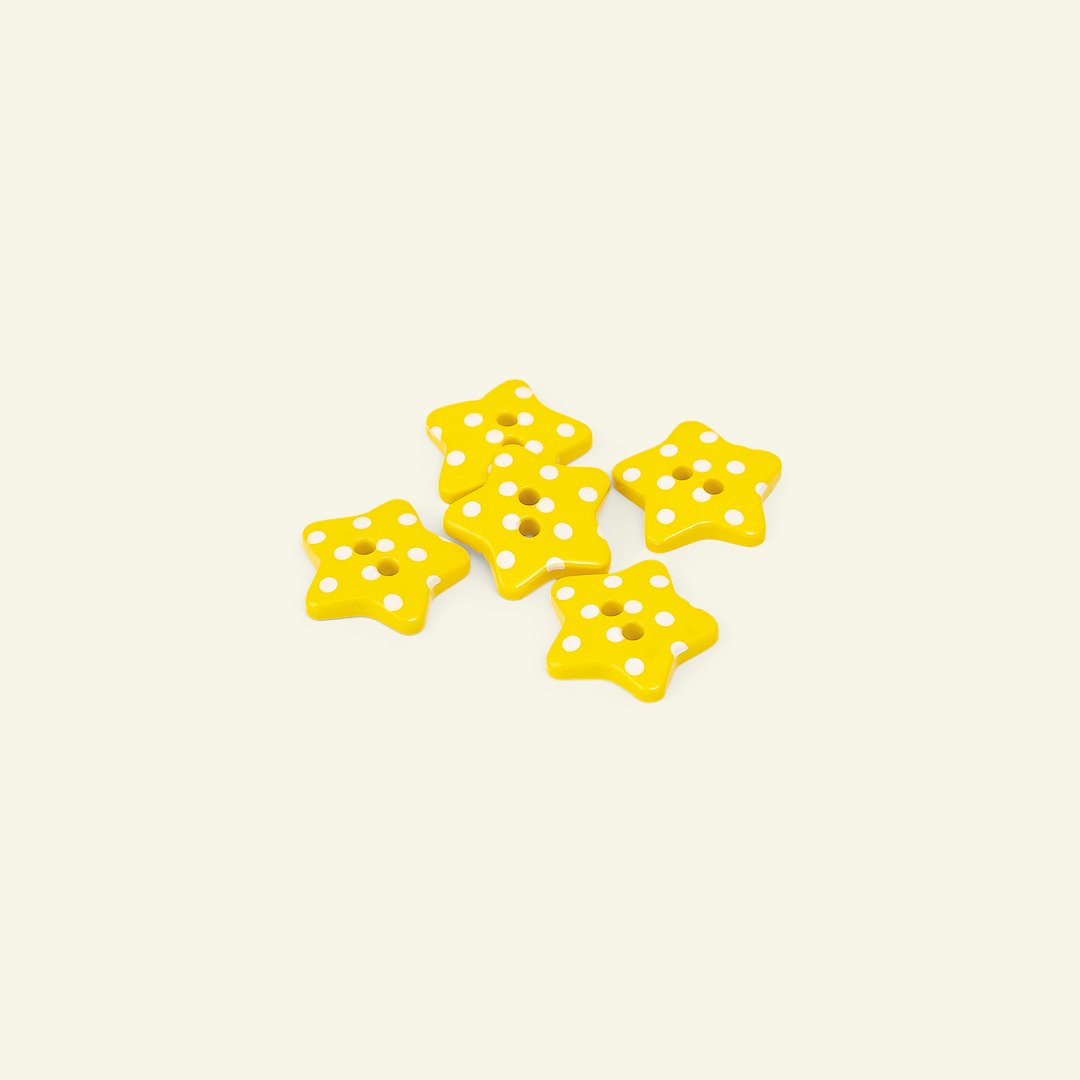 Billede af Knap 2-huls stjerne 18mm gul 5stk