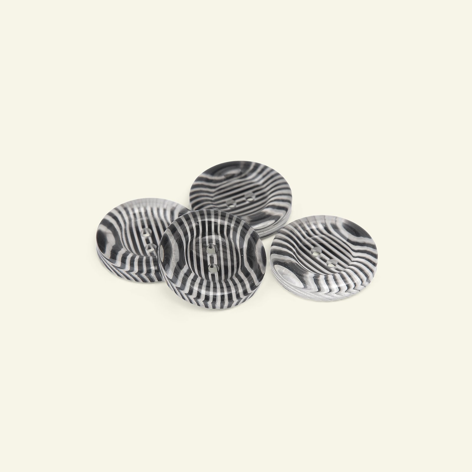 Knap 2-huls zebra 25mm sort/hvid 4stk 33129_pack