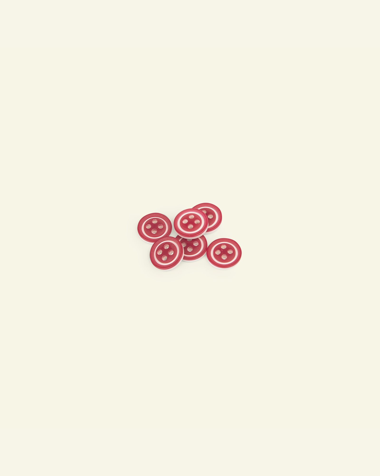 Knopf, 4-Loch 10mm rot/Weiß, 6 St. 33407_pack