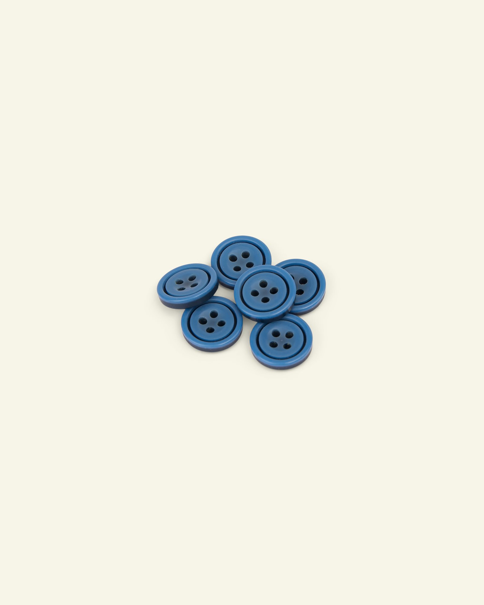 Knopf, 4-Loch mit Rand 10mm Blau, 6 St. 33286_pack