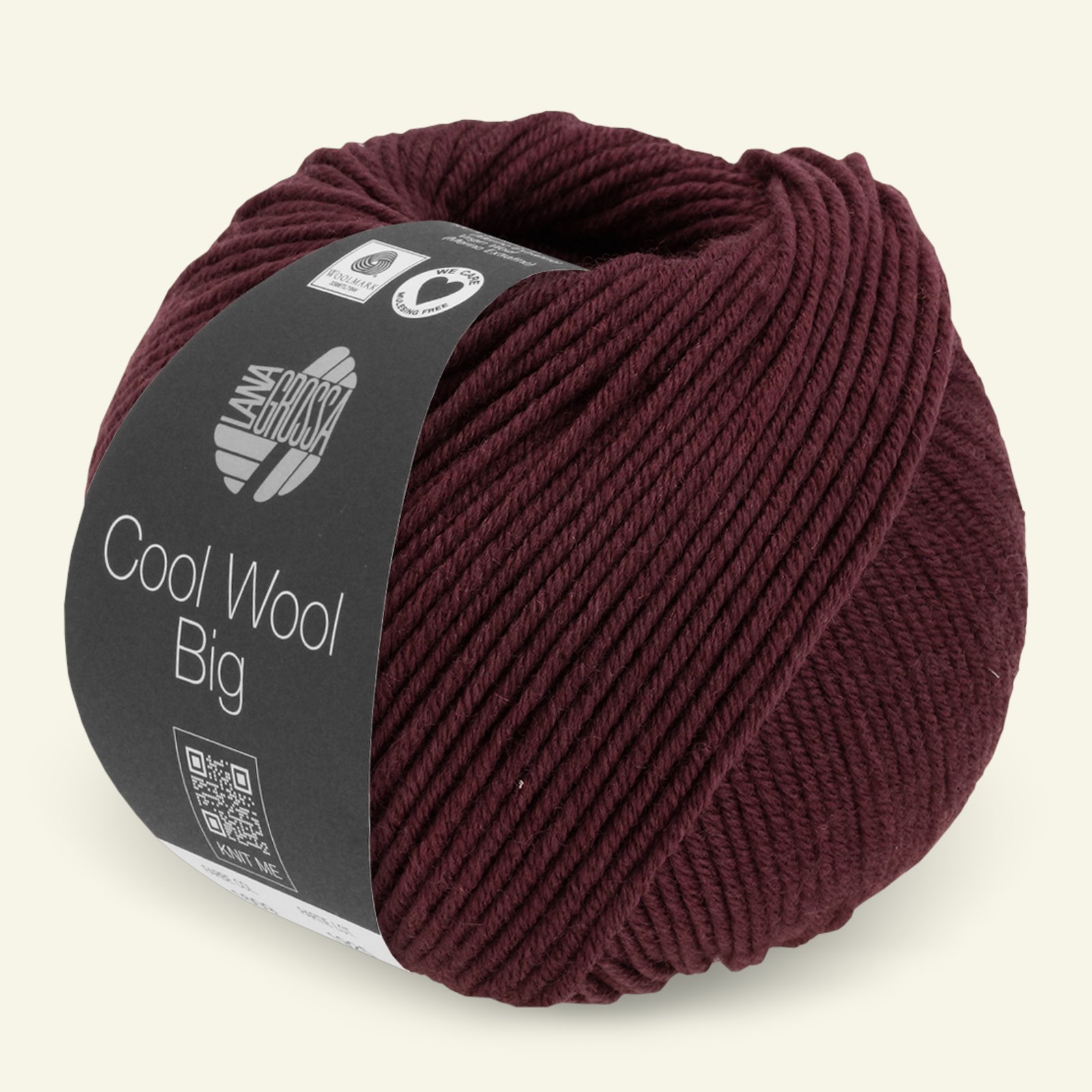 Lana Grossa, ekstrafint merinoullgarn "Cool Wool Big", bordeaux mel. 90001092_pack