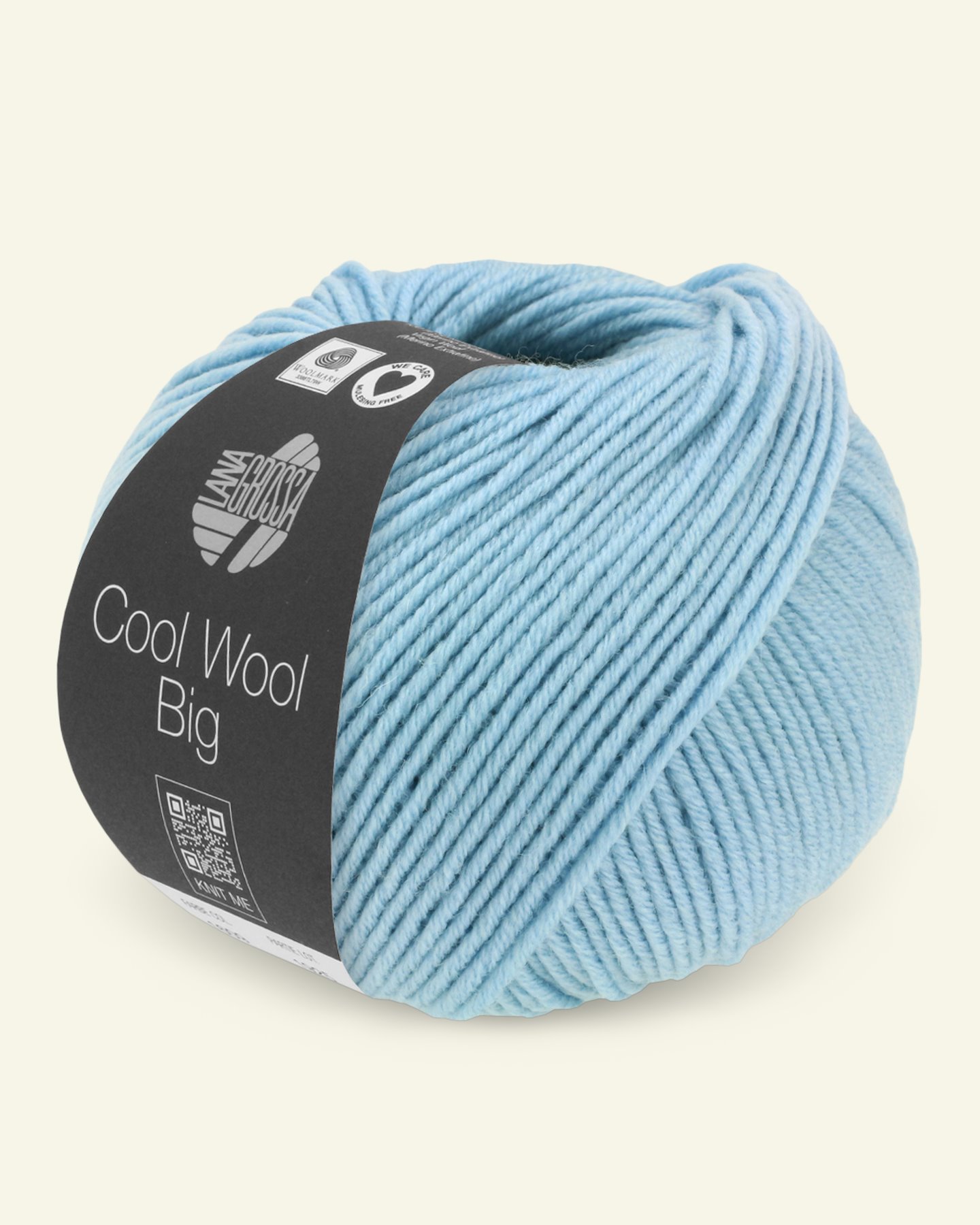 Lana Grossa, ekstrafint merinoullgarn "Cool Wool Big", lys blå mel. 90001089_pack