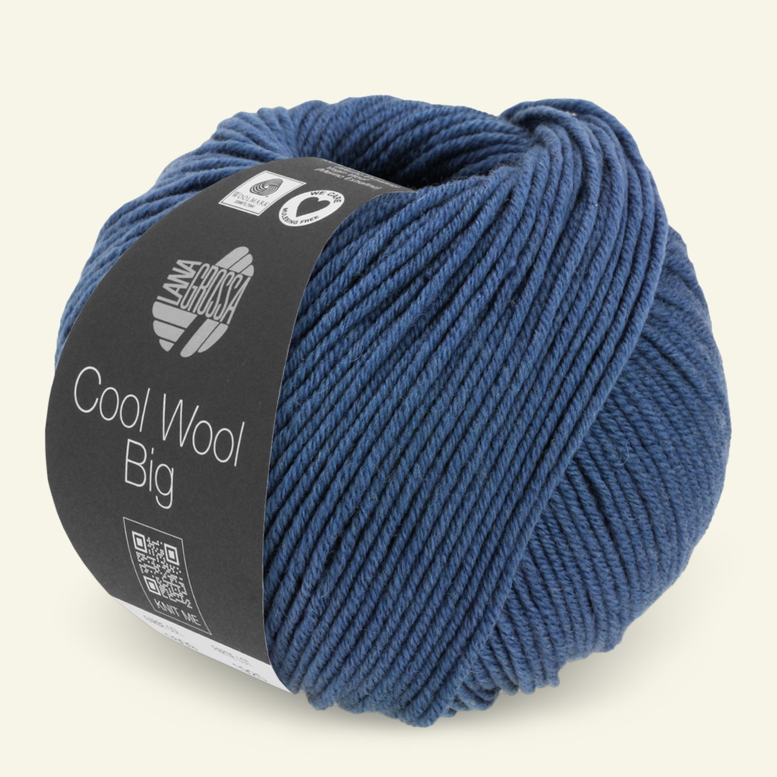 Lana Grossa, ekstrafint merinoullgarn "Cool Wool Big", mørk blå mel. 90001088_pack