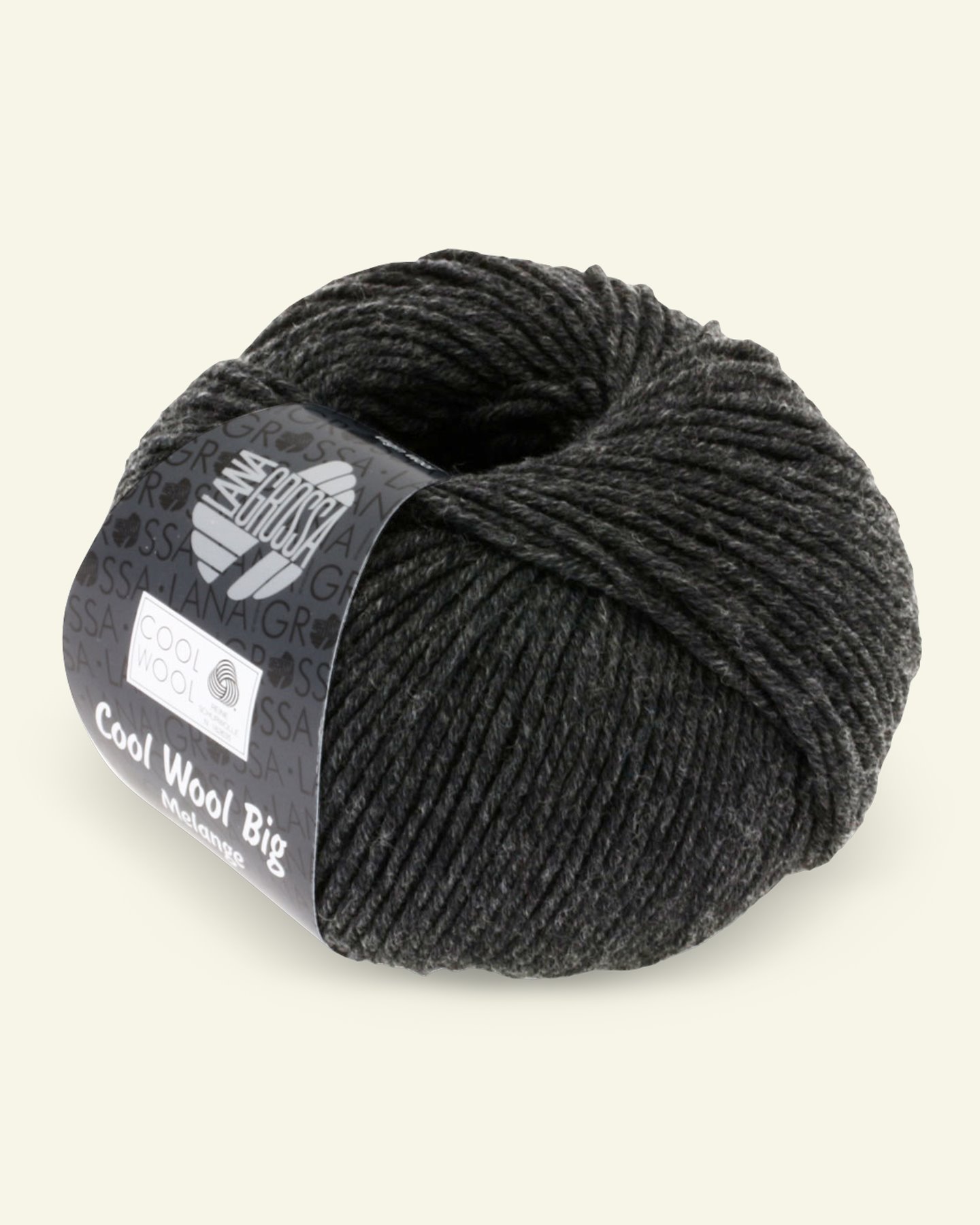 Lana Grossa, ekstrafint merinoullgarn "Cool Wool Big", mørk grå mel. 90001087_pack