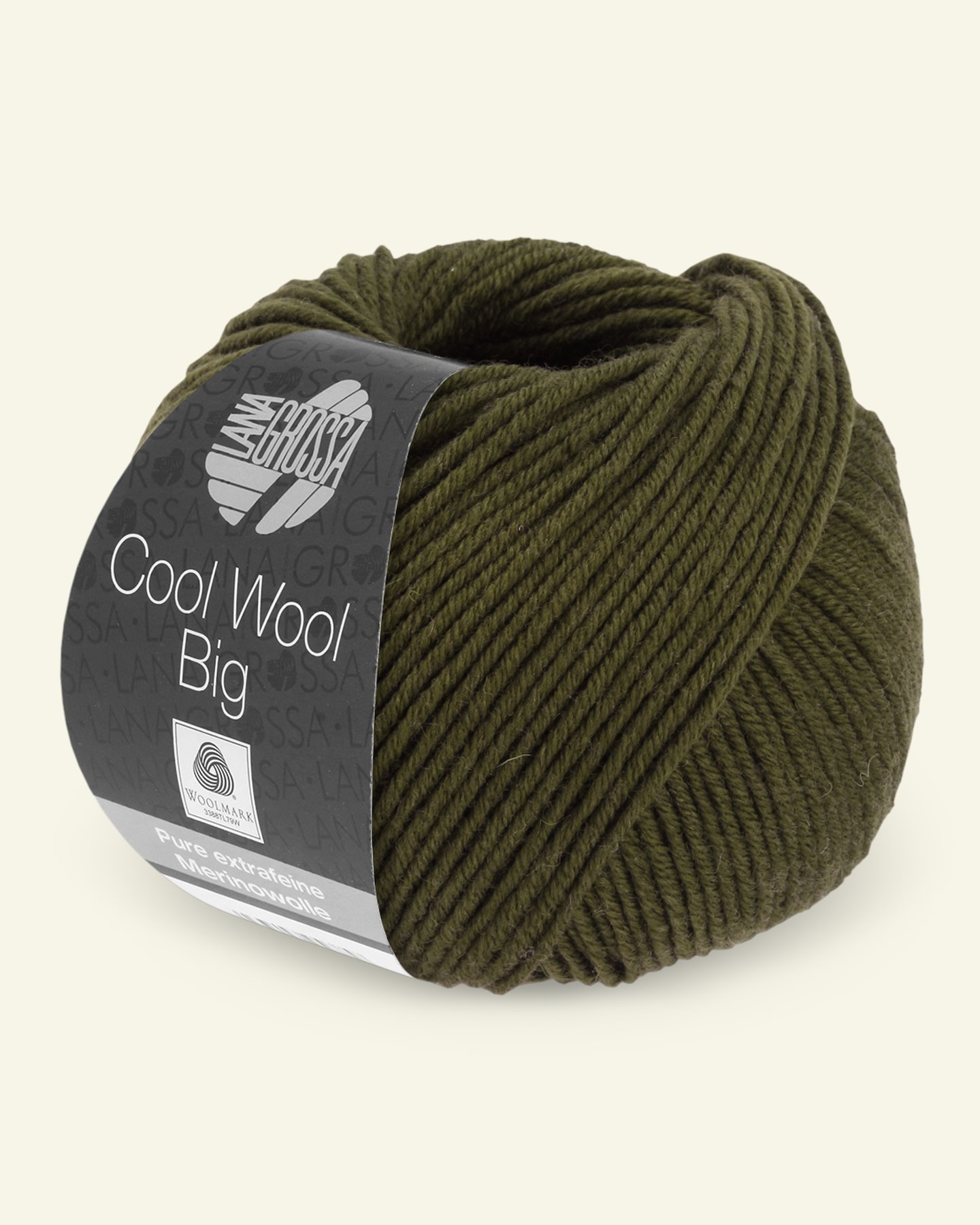 Lana Grossa, ekstrafint merinoullgarn "Cool Wool Big", mørk oliven 90001105_pack