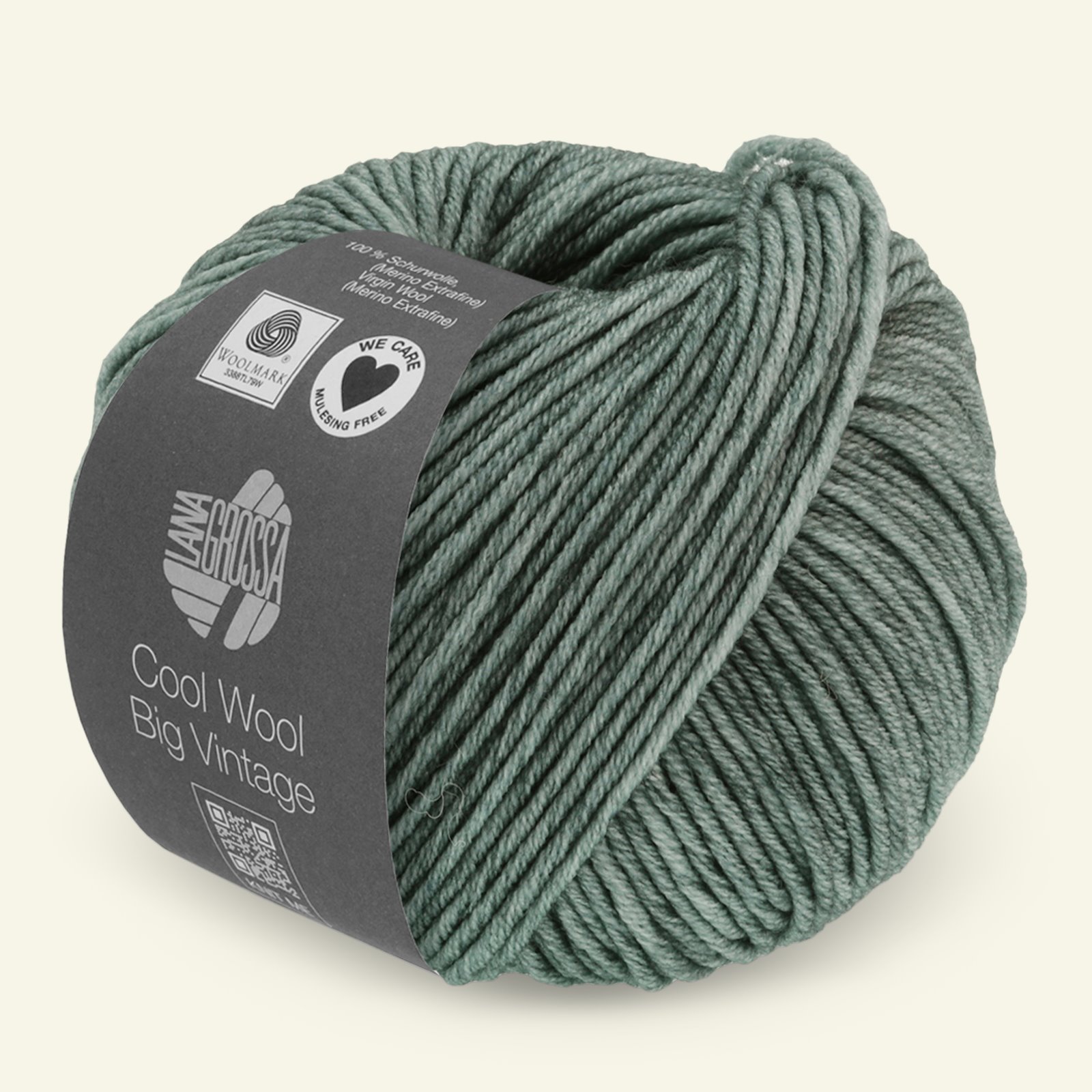 Lana Grossa, ekstrafint merinoullgarn "Cool Wool Big Vintage", grøngrå 90001072_pack