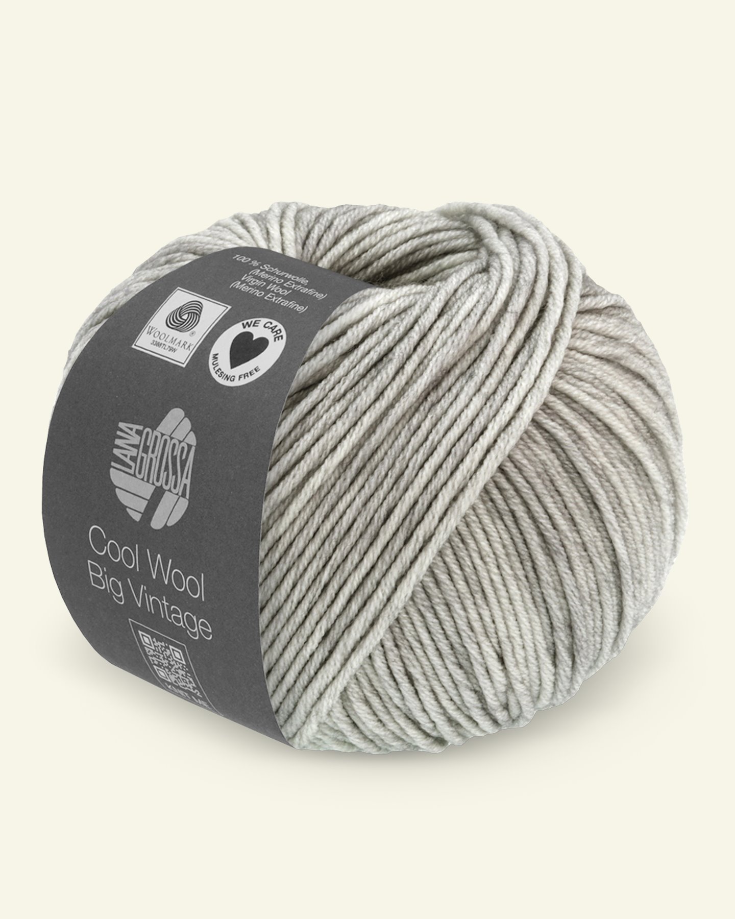 Lana Grossa, ekstrafint merinoullgarn "Cool Wool Big Vintage", lys grå 90001073_pack