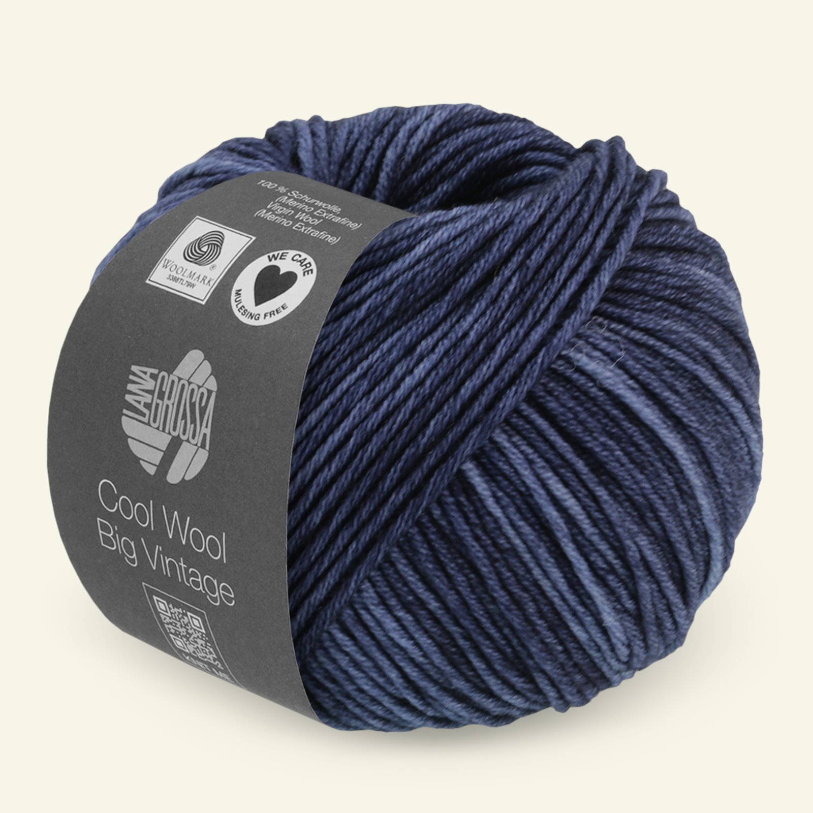 Lana Grossa, ekstrafint merinoullgarn "Cool Wool Big Vintage", mørk blå 90001070_pack
