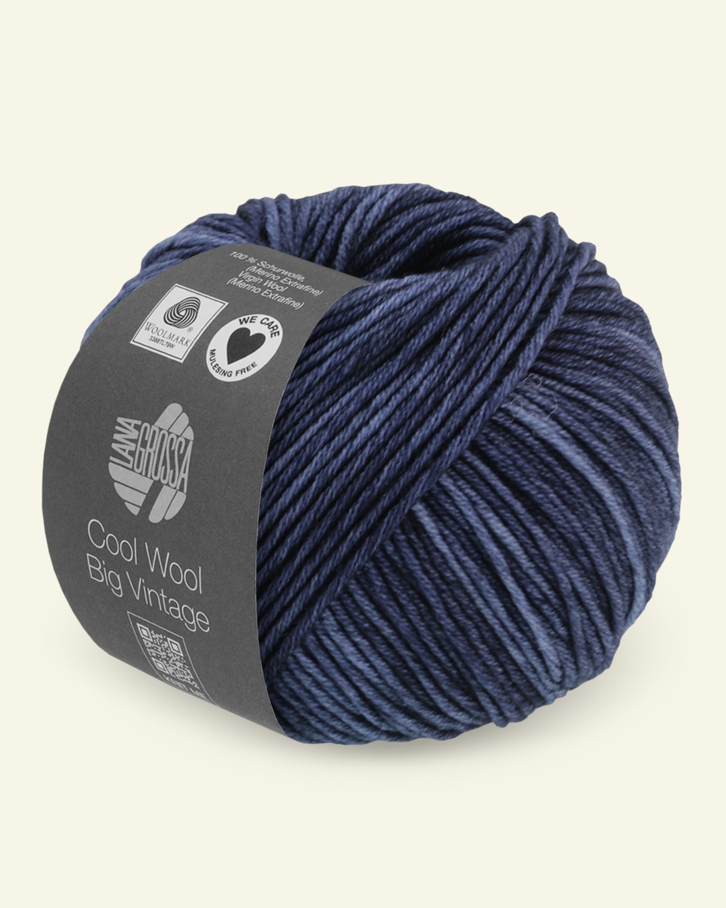 Lana Grossa, ekstrafint merinoullgarn "Cool Wool Big Vintage", mørk blå 90001070_pack