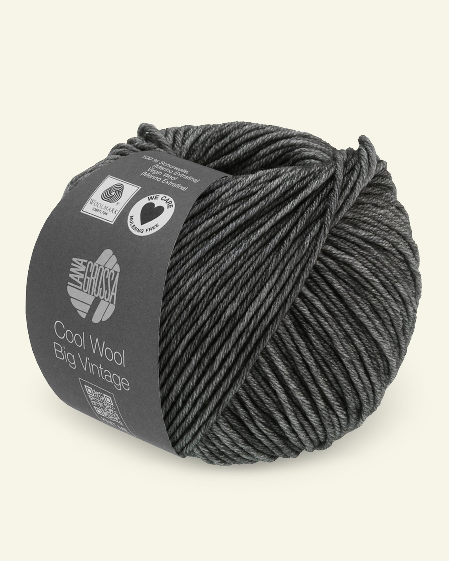 Lana Grossa, ekstrafint merinoullgarn "Cool Wool Big Vintage", mørk grå 90001074_pack