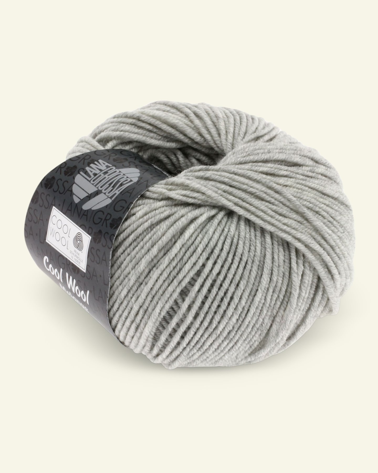 Lana Grossa, ekstrafint merinoullgarn "Cool Wool", lys grå mel. 90001111_pack