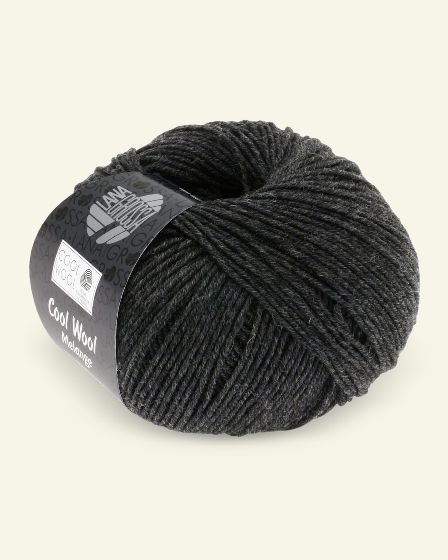 Lana Grossa, ekstrafint merinoullgarn "Cool Wool", mørk grå mel. 90001113_pack