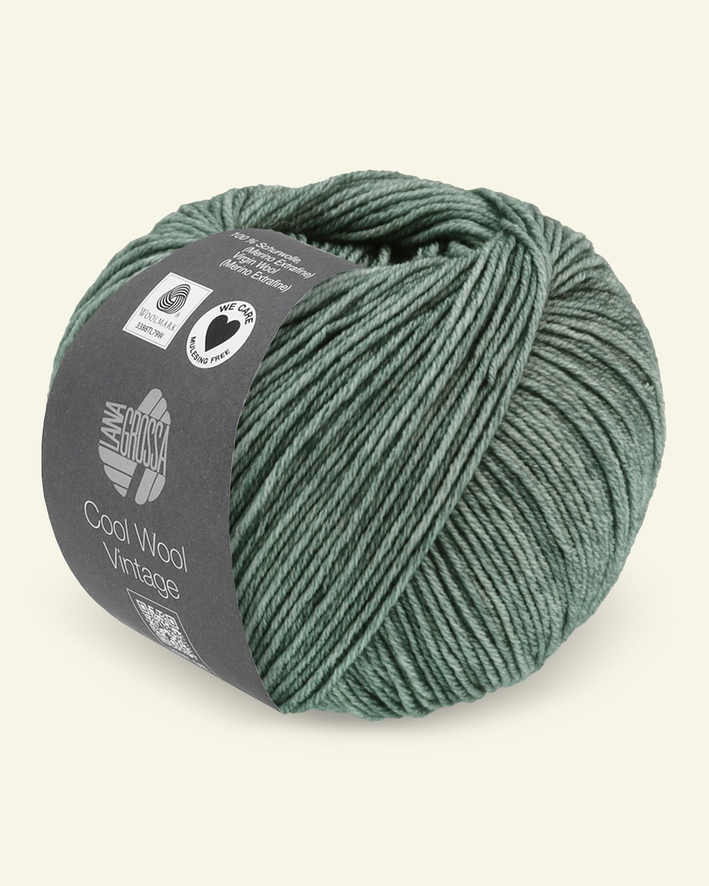 Lana Grossa, ekstrafint merinoullgarn "Cool Wool Vintage", grågrønn 90001082_pack