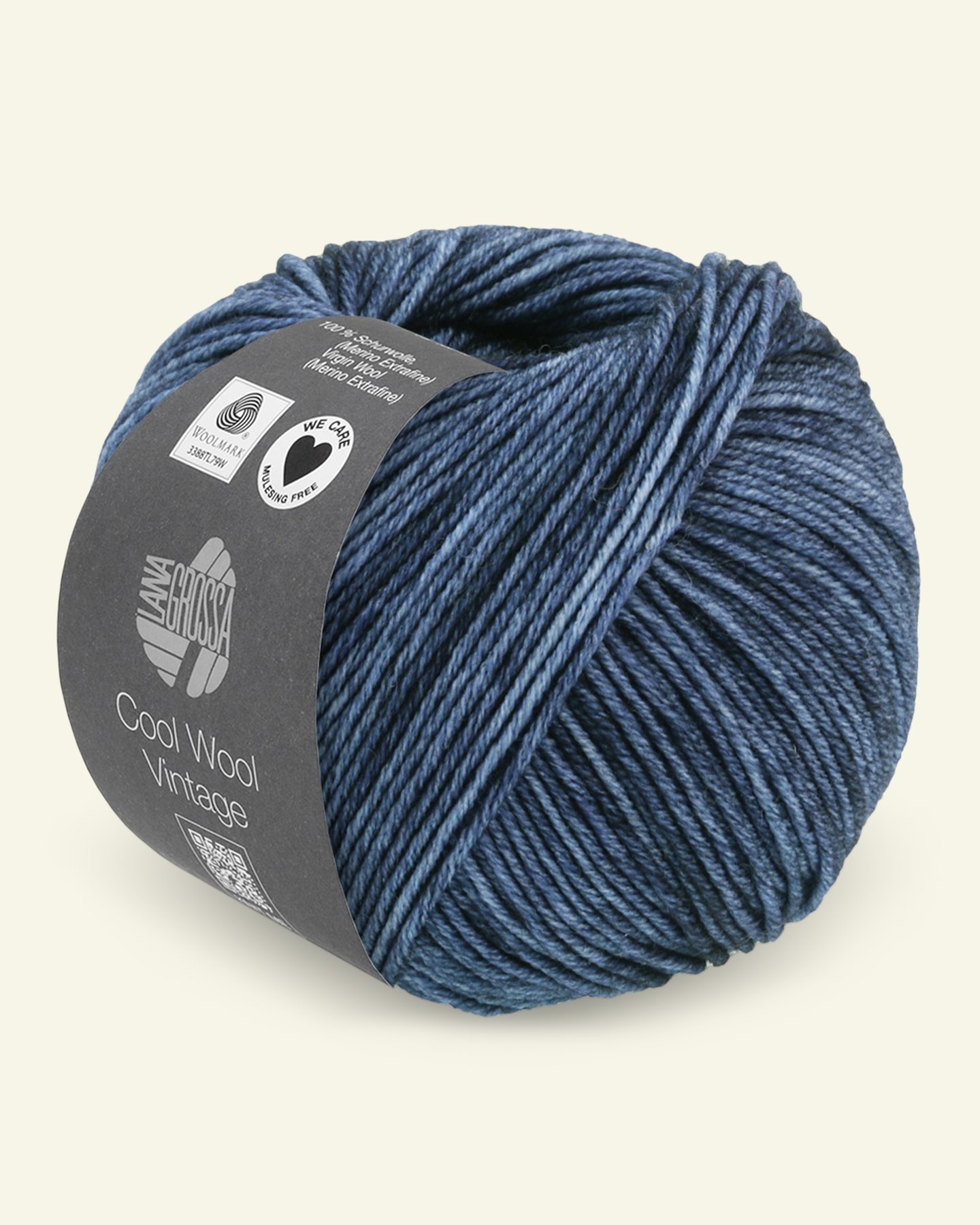 Lana Grossa, ekstrafint merinoullgarn "Cool Wool Vintage", mørk blå 90001080_pack