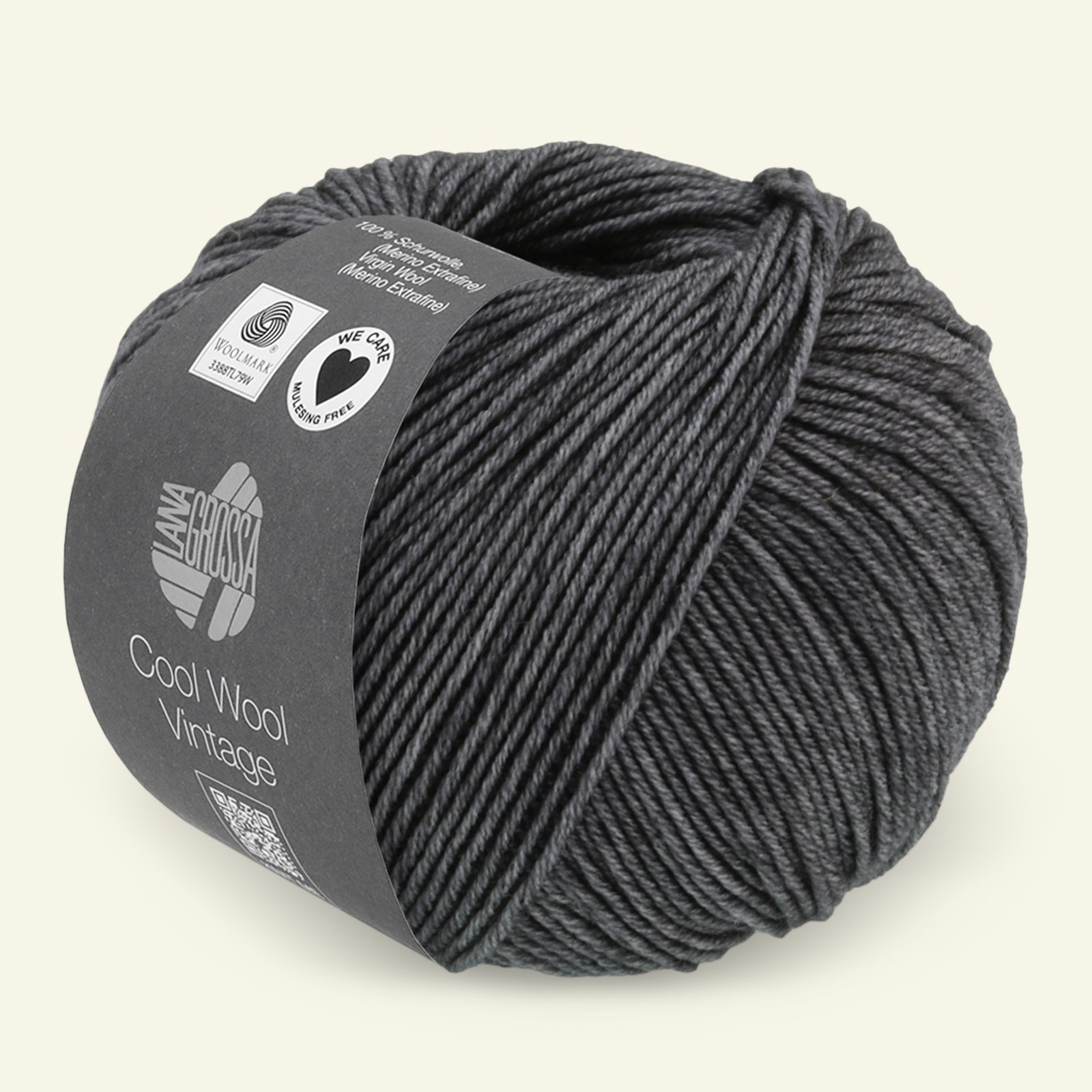 Lana Grossa, ekstrafint merinoullgarn "Cool Wool Vintage", mørk grå 90001084_pack
