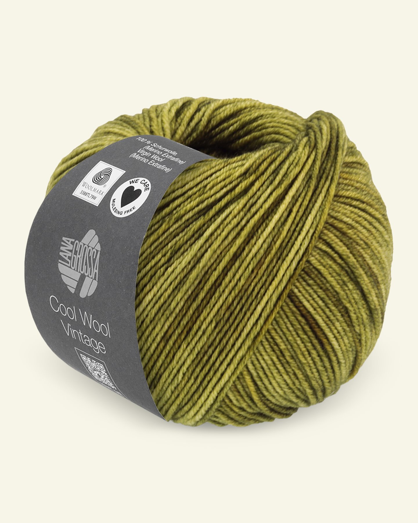 Lana Grossa, ekstrafint merinoullgarn "Cool Wool Vintage", olivengrønn 90001075_pack