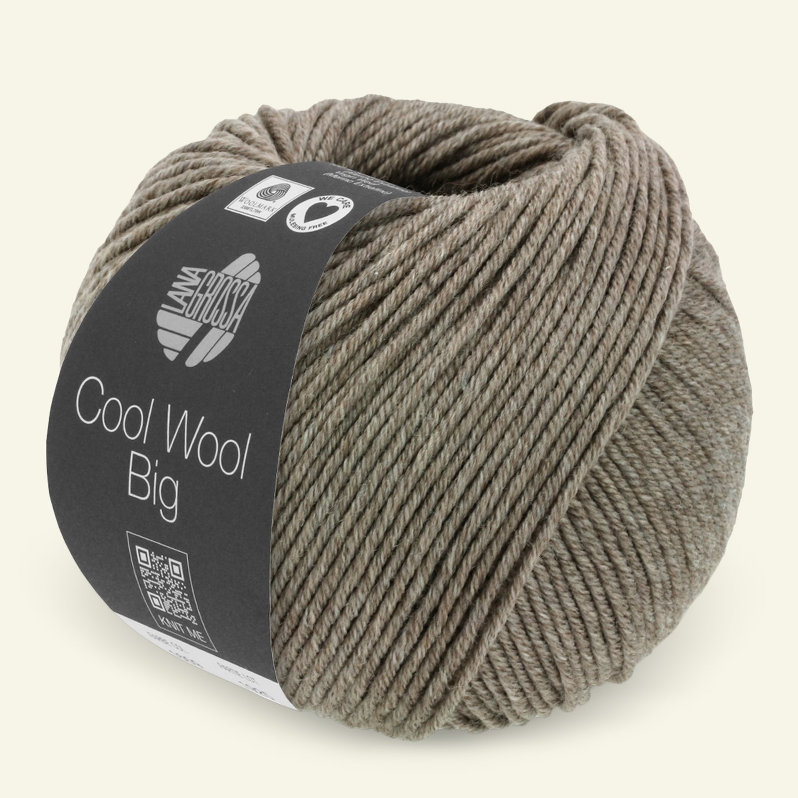 Lana Grossa, Extra feine Merinowolle Garn "Cool Wool Big", Graubraun mel. 90001094_pack