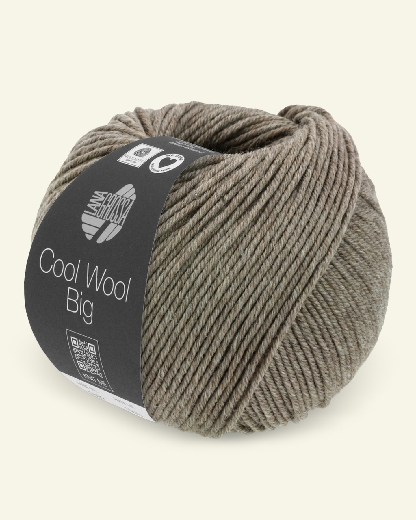 Lana Grossa, Extra feine Merinowolle Garn "Cool Wool Big", Graubraun mel. 90001094_pack