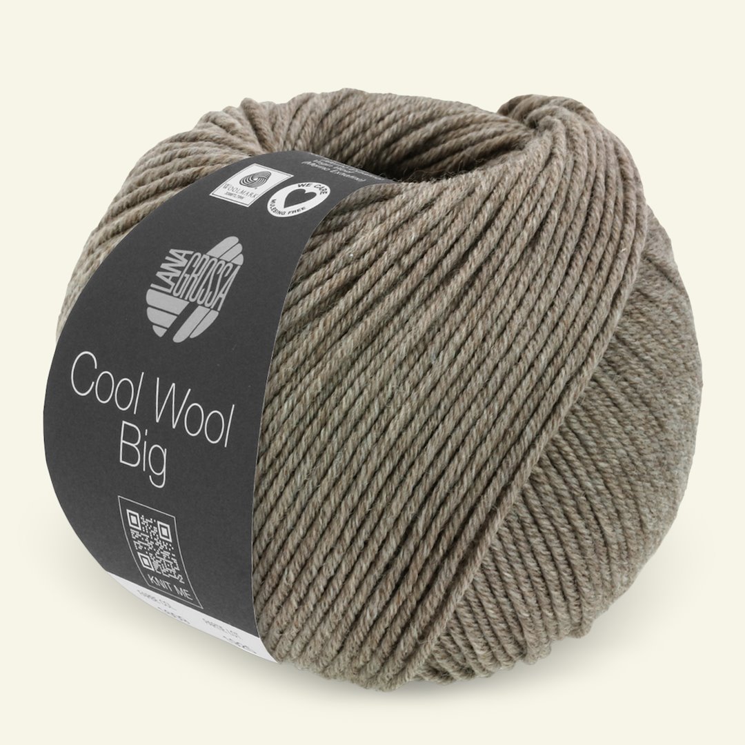 Se Lana Grossa, extrafin merinouldgarn "Cool Wool Big", gråbeige mel. hos Selfmade