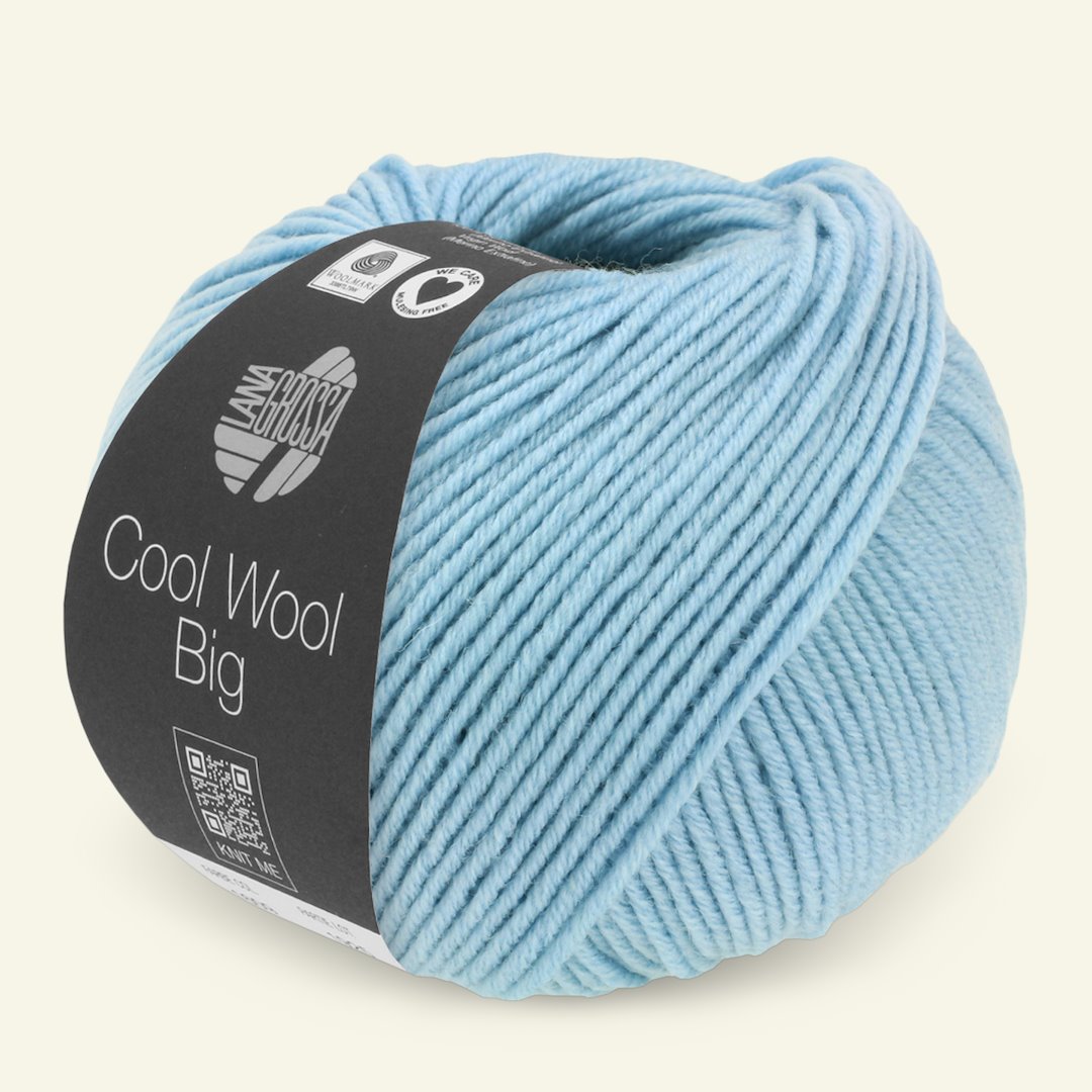 Se Lana Grossa, extrafin merinouldgarn "Cool Wool Big", lys blå mel. hos Selfmade