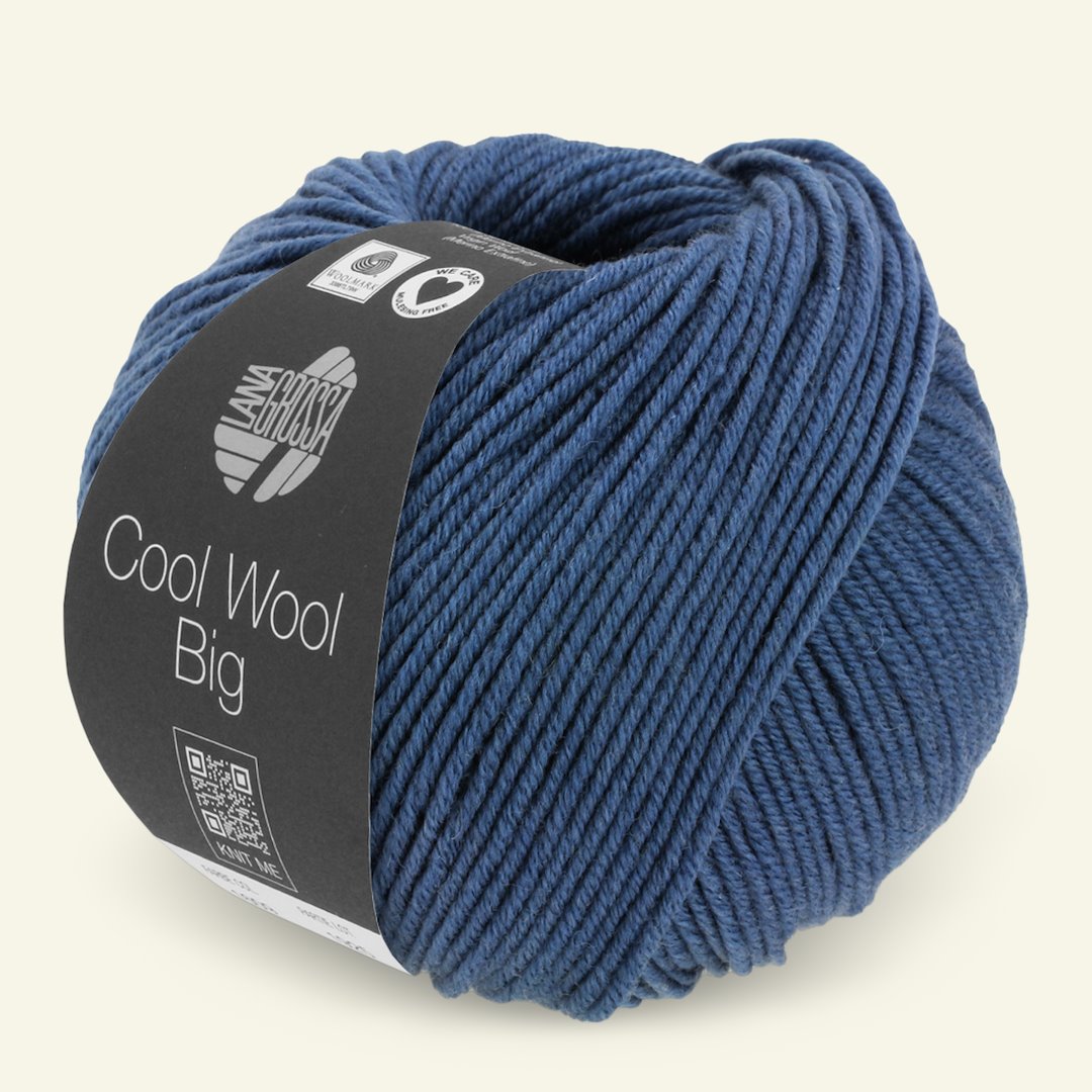 Se Lana Grossa, extrafin merinouldgarn "Cool Wool Big", mørk blå mel. hos Selfmade