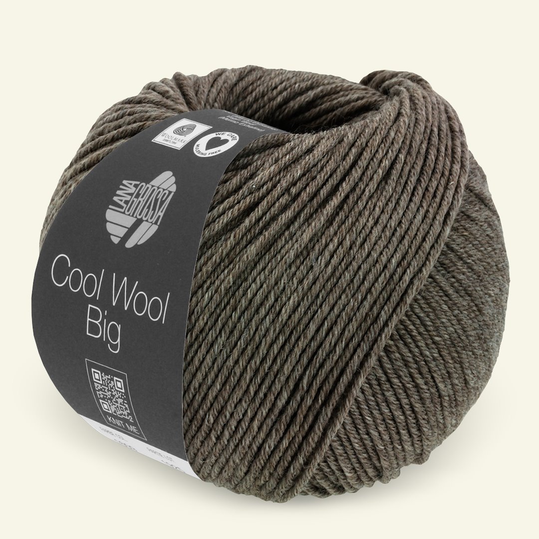 Se Lana Grossa, extrafin merinouldgarn "Cool Wool Big", mørk brun mel. hos Selfmade