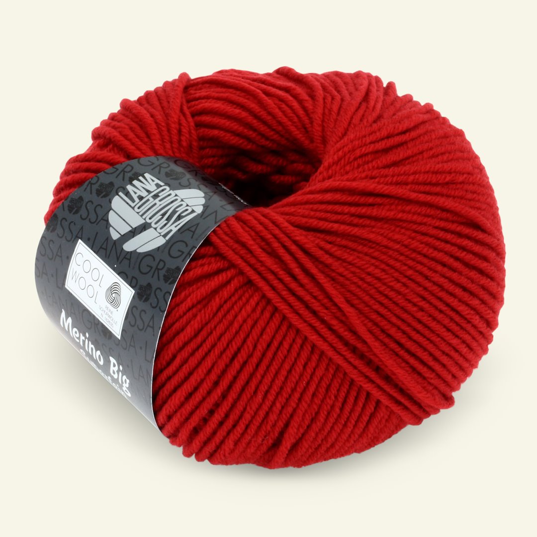 Se Lana Grossa, extrafin merinouldgarn "Cool Wool Big", mørk rød hos Selfmade