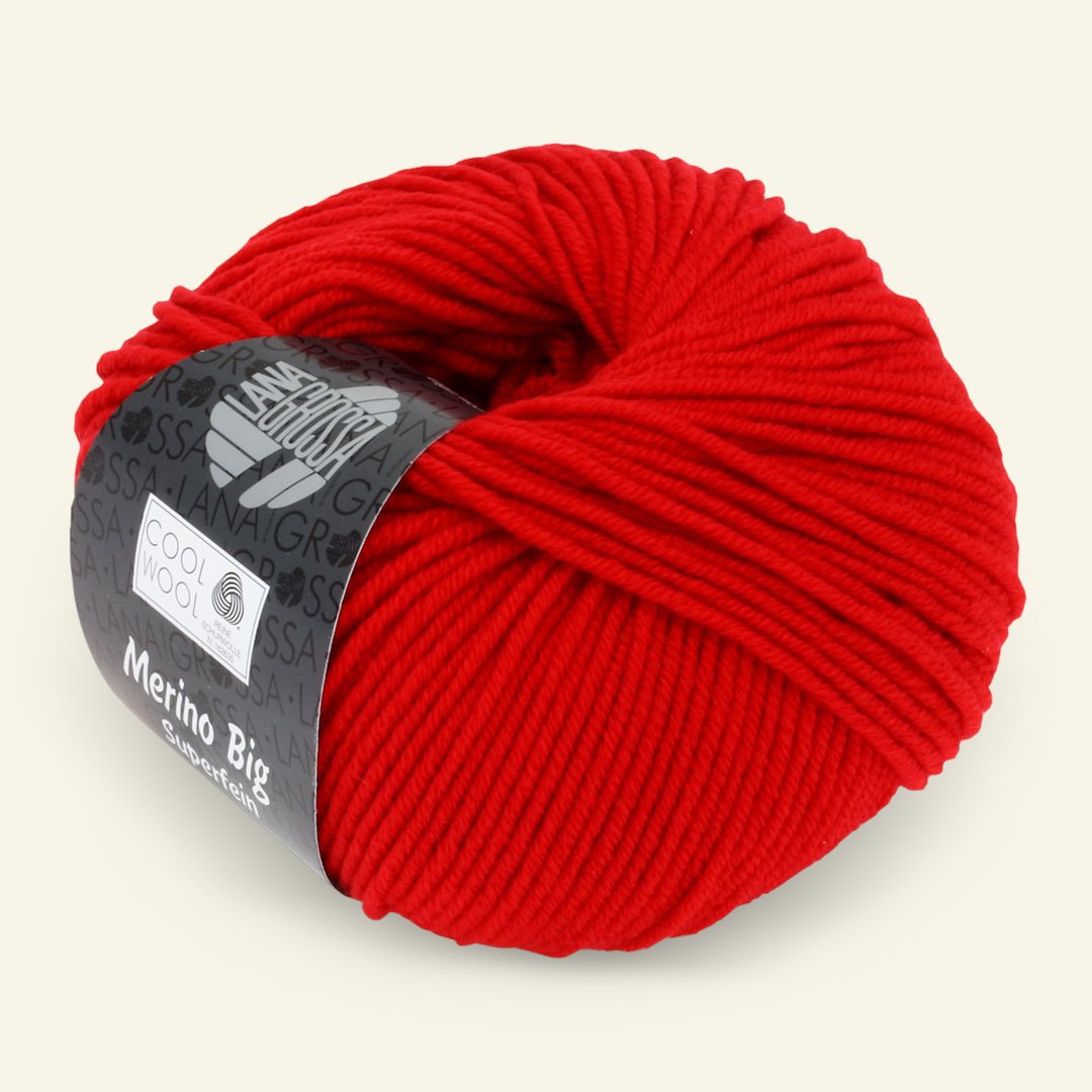 Se Lana Grossa, extrafin merinouldgarn "Cool Wool Big", rød hos Selfmade