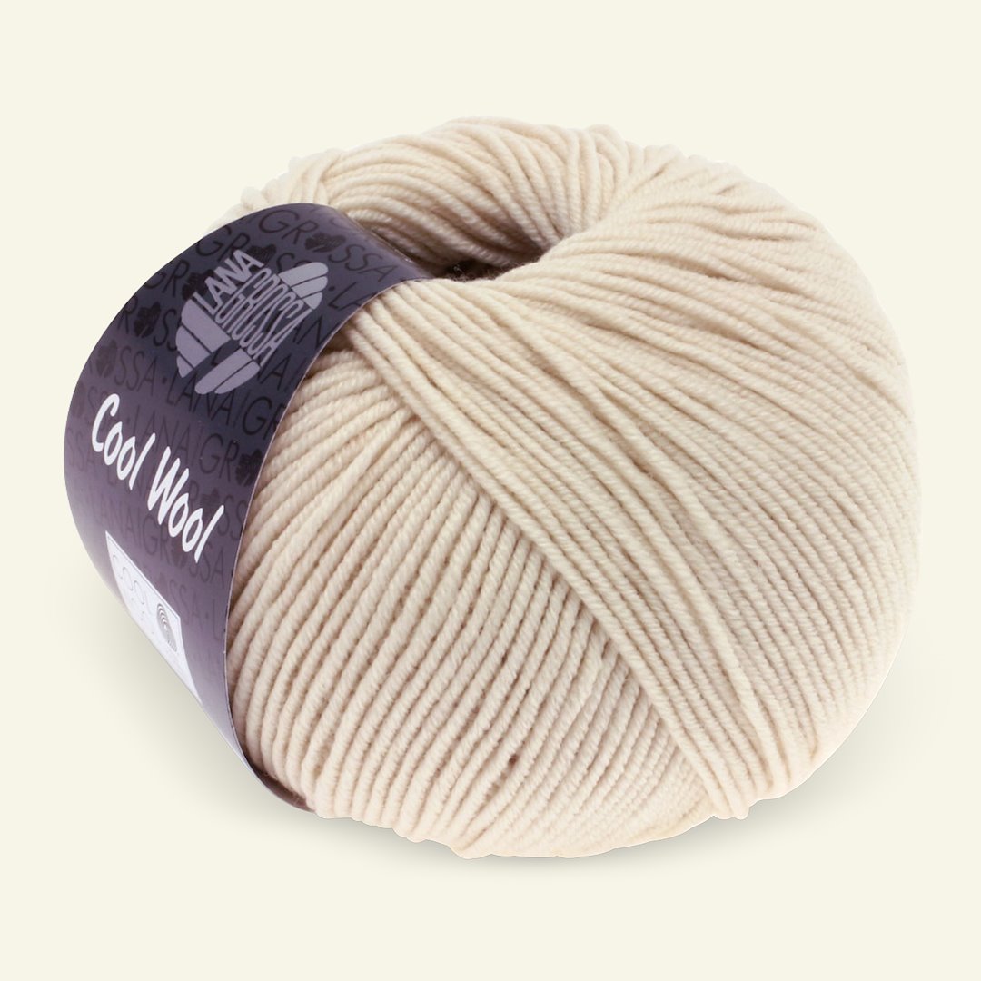 Se Lana Grossa, extrafin merinouldgarn "Cool Wool", lys sand hos Selfmade