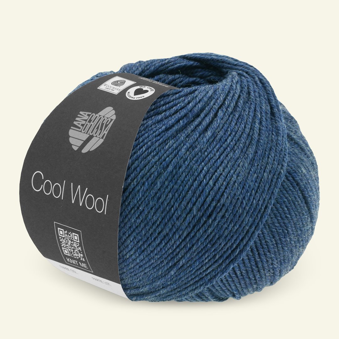 Se Lana Grossa, extrafin merinouldgarn "Cool Wool", mørk blå mel. hos Selfmade