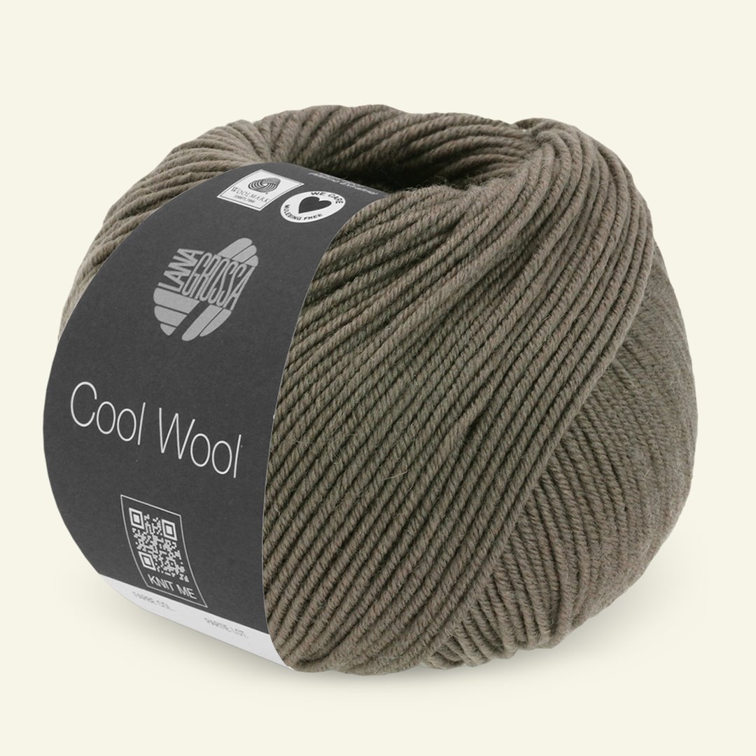 Se Lana Grossa, extrafin merinouldgarn "Cool Wool", mørk brun mel. hos Selfmade